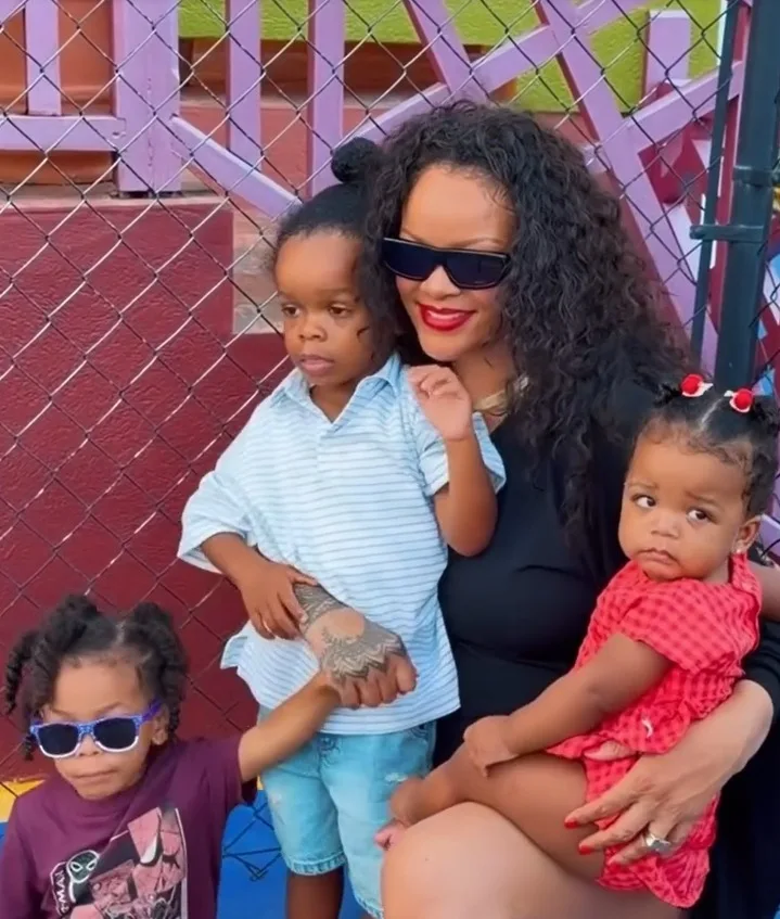 Rihanna’s little ones serve triple dose of cuteness during family outing