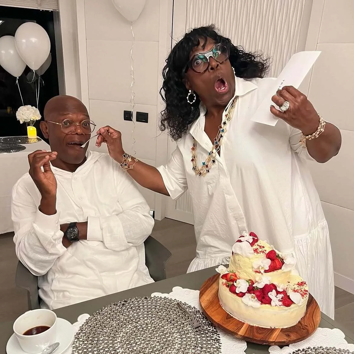 Samuel L Jackson’s wife shows her husband playfully posing for the camera