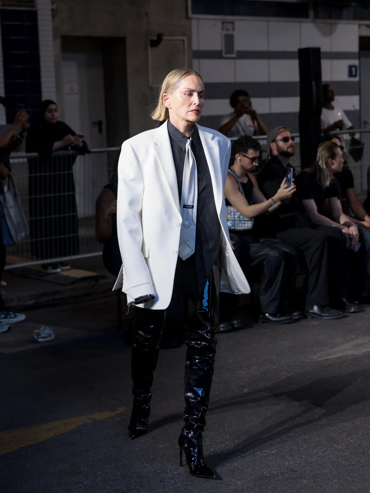 Sharon Stone returns to the catwalk after her Valentino finale