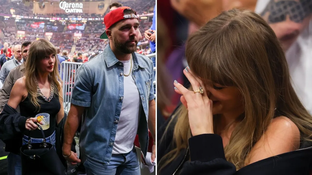 Taylor Swift’s priceless reaction to Travis Kelce chugging beer steals the show during NBA date night