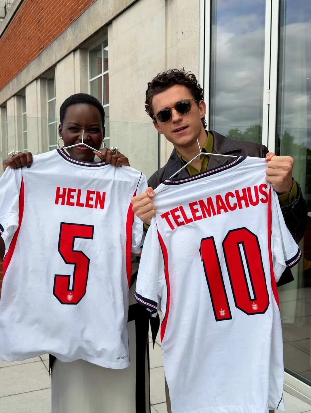 Tom Holland and Lupita Nyong’o pose together