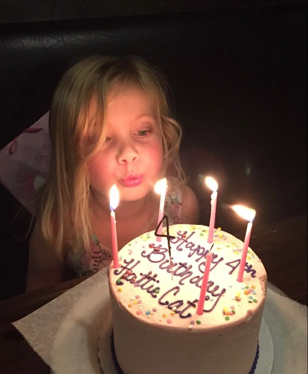Hattie blows out candles in sweet birthday throwback