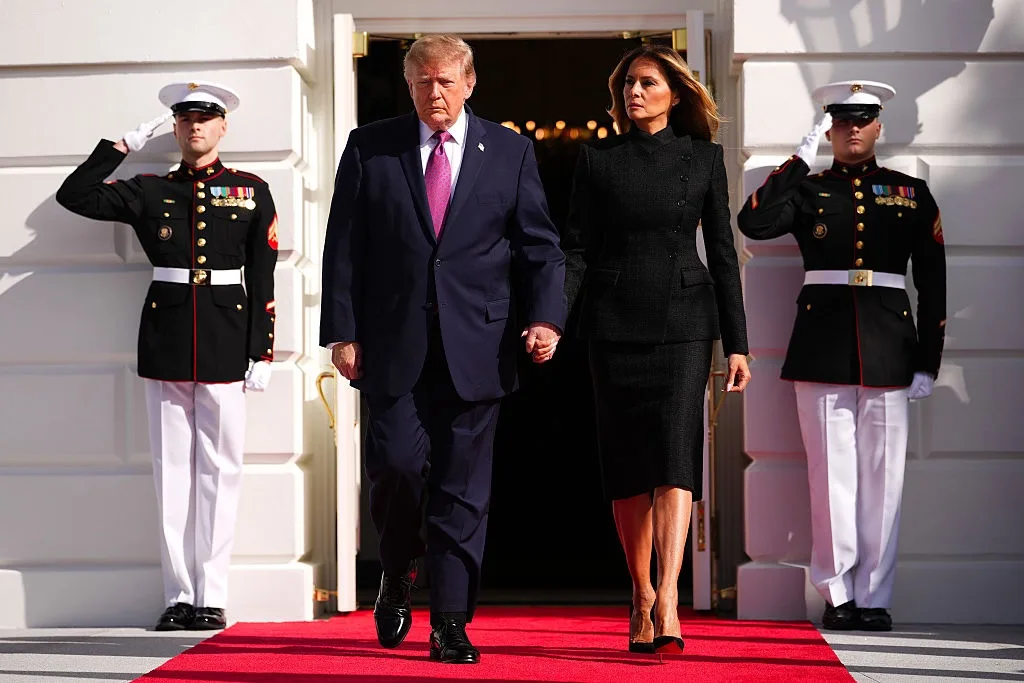 Melania turns to sculpted Alexander McQueen for the White House ceremony