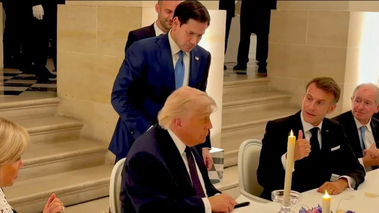 Video captures the moment President Trump signs the Iran MOU at Versailles as Secretary of State Marco Rubio presents the document and French President Emmanuel Macron applauds (X/@WhiteHouse)