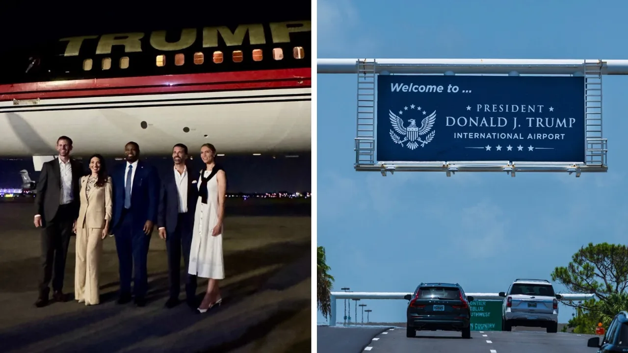 Eric Trump shares exclusive photos of 'first landing' at Florida's newly named Donald J Trump International Airport