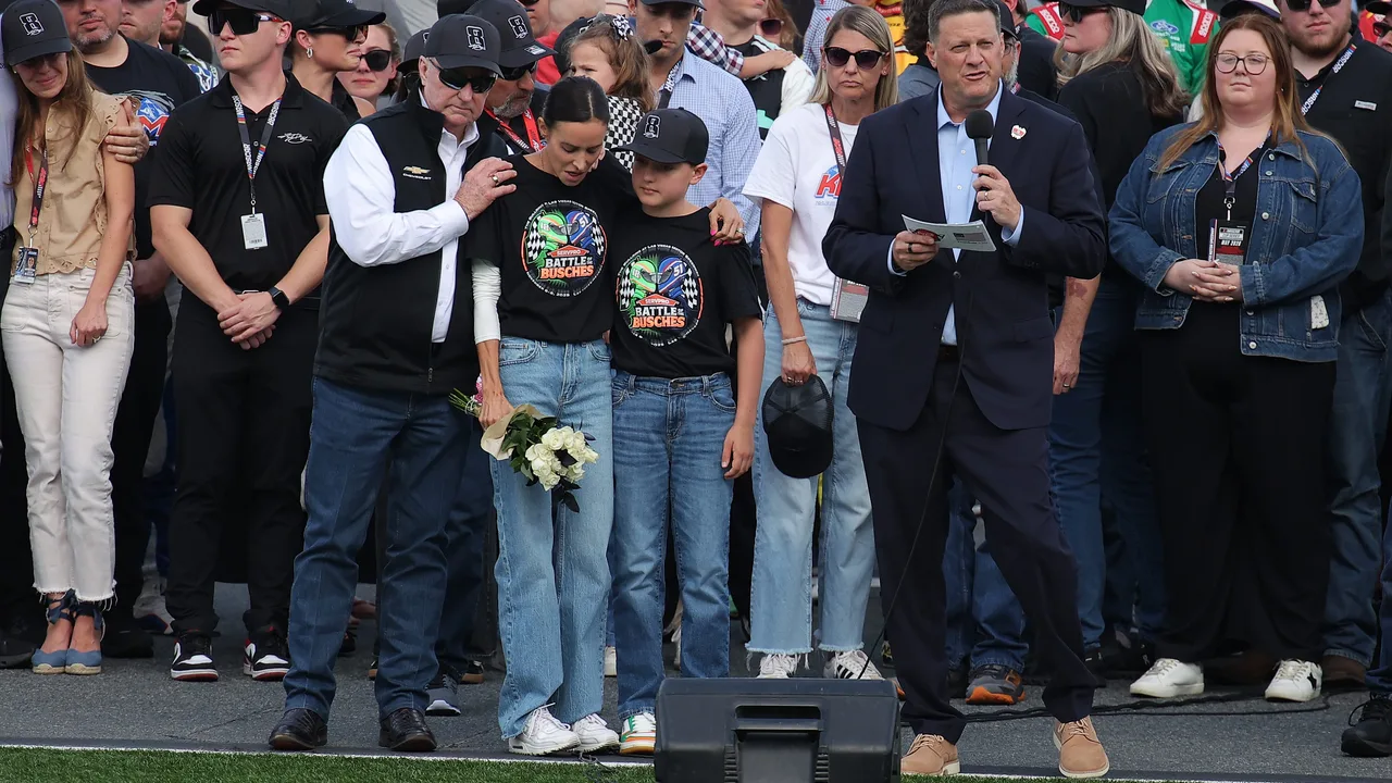 Kyle Busch's wife and children break down during emotional NASCAR tribute after champion's sudden death