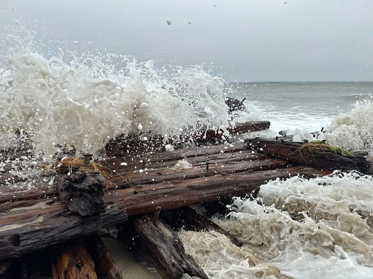 Storm strips away Nantucket beach to reveal a shipwreck