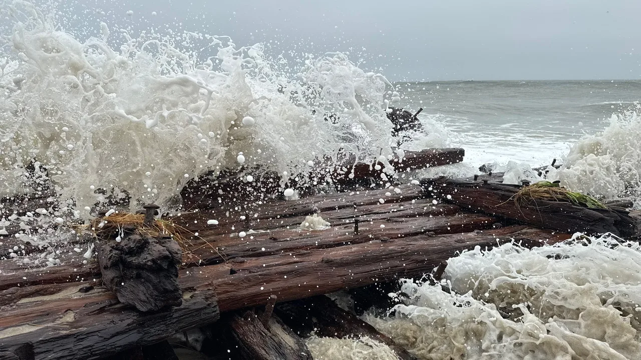 Massive shipwreck emerges from Nantucket beach as powerful nor’easter strips away coastline