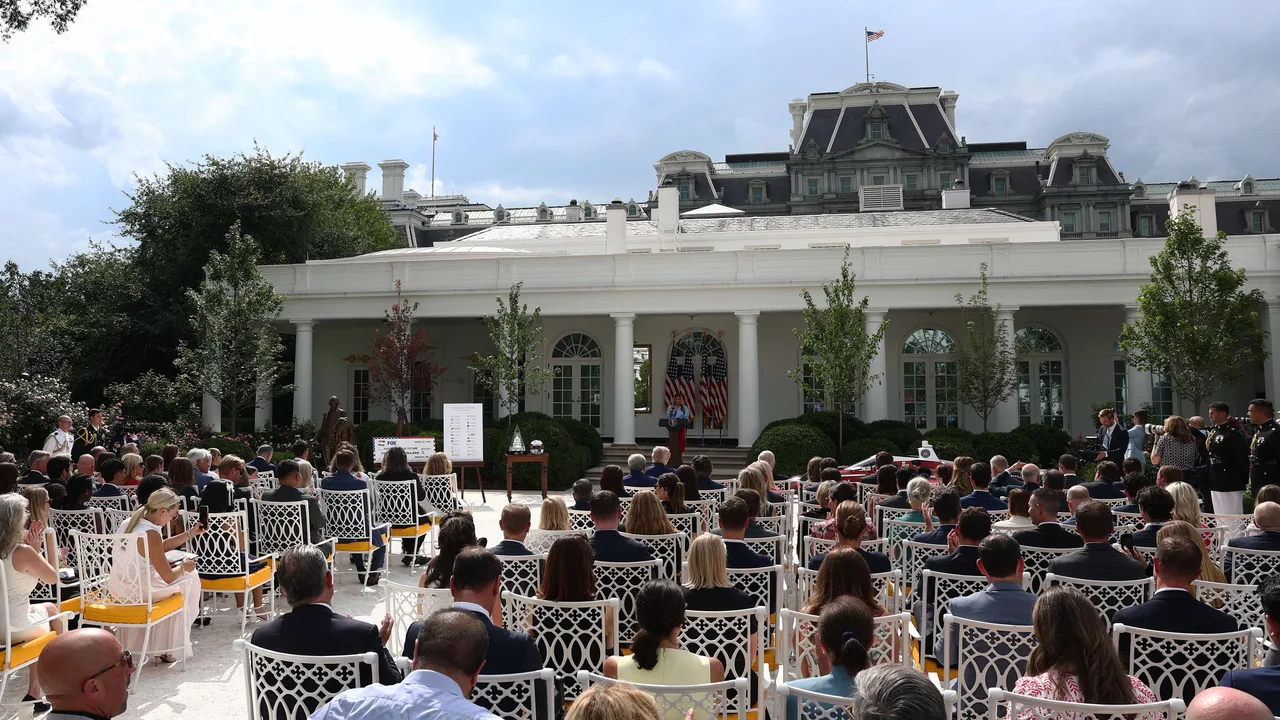 Guests arrive during an event announcing the expansion of a foster care initiative in the Rose Garden of the White House on August 20, 2026 in Washington, DC (Finn Gomez/Getty Images)