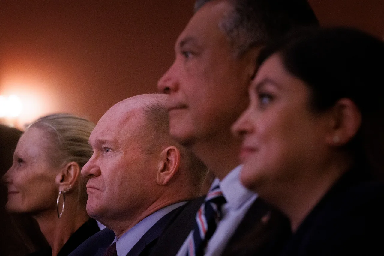 Democratic lawmakers Chris Coons and Alex Padilla attend event