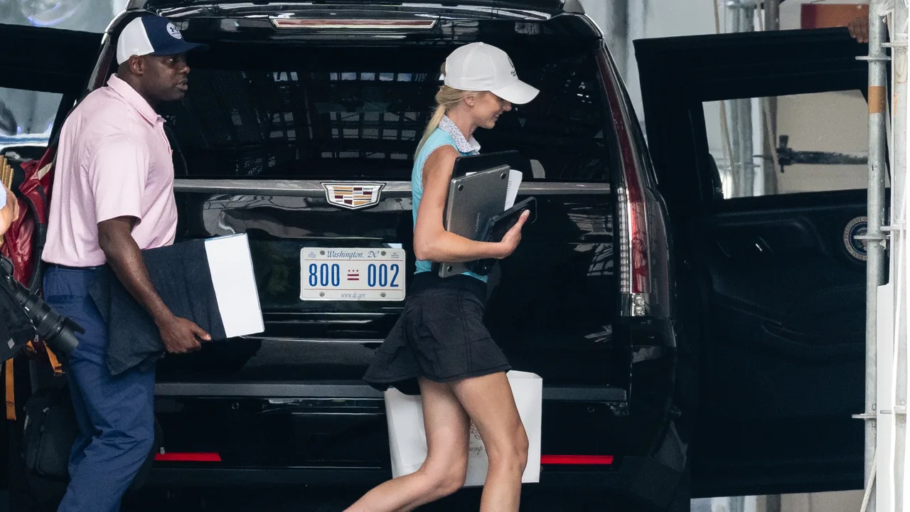 Natalie Harp joins Trump in presidential SUV for casual weekend visit to his Virginia golf club