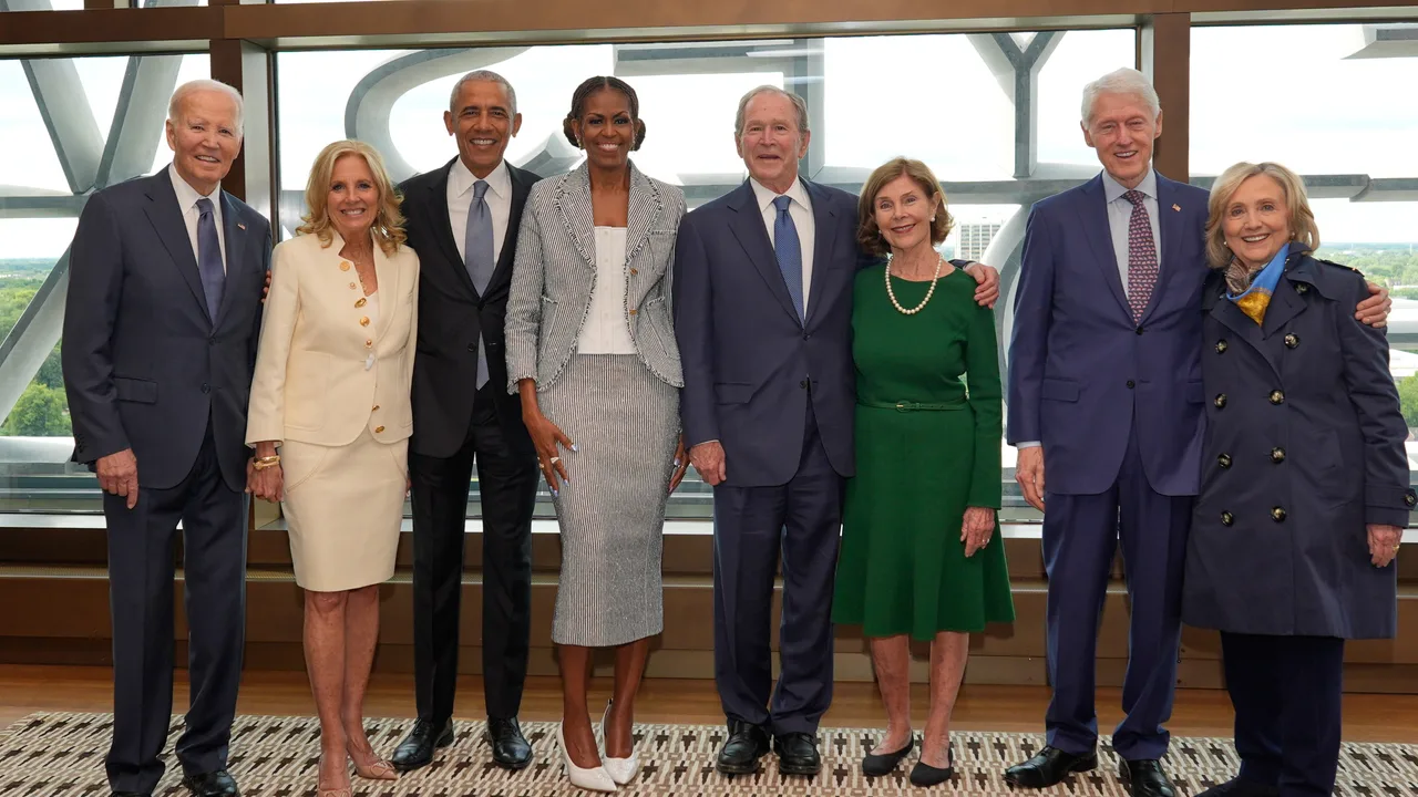 Obama, Clinton and Bush reunite as Tom Hanks, Jennifer Hudson and Oprah Winfrey join star-studded presidential center opening