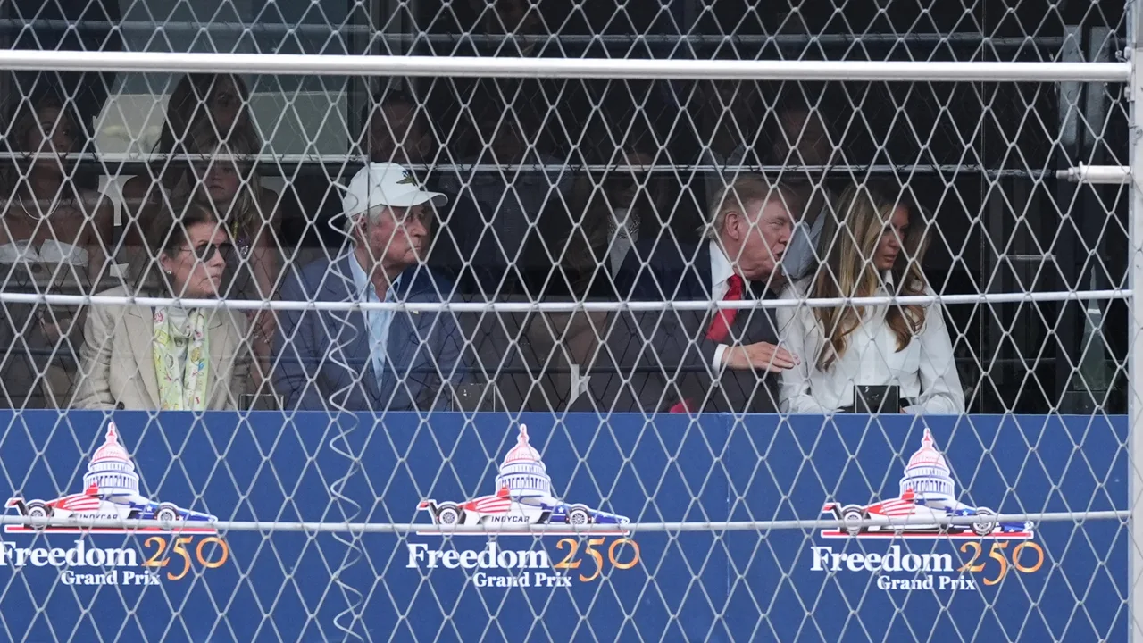 Trump and Melania caught in intense exchange at Freedom 250 Grand Prix as first lady makes rare appearance by his side