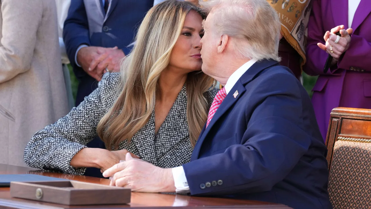 Trump and Melania put on affectionate display in rare PDA-filled White House appearance