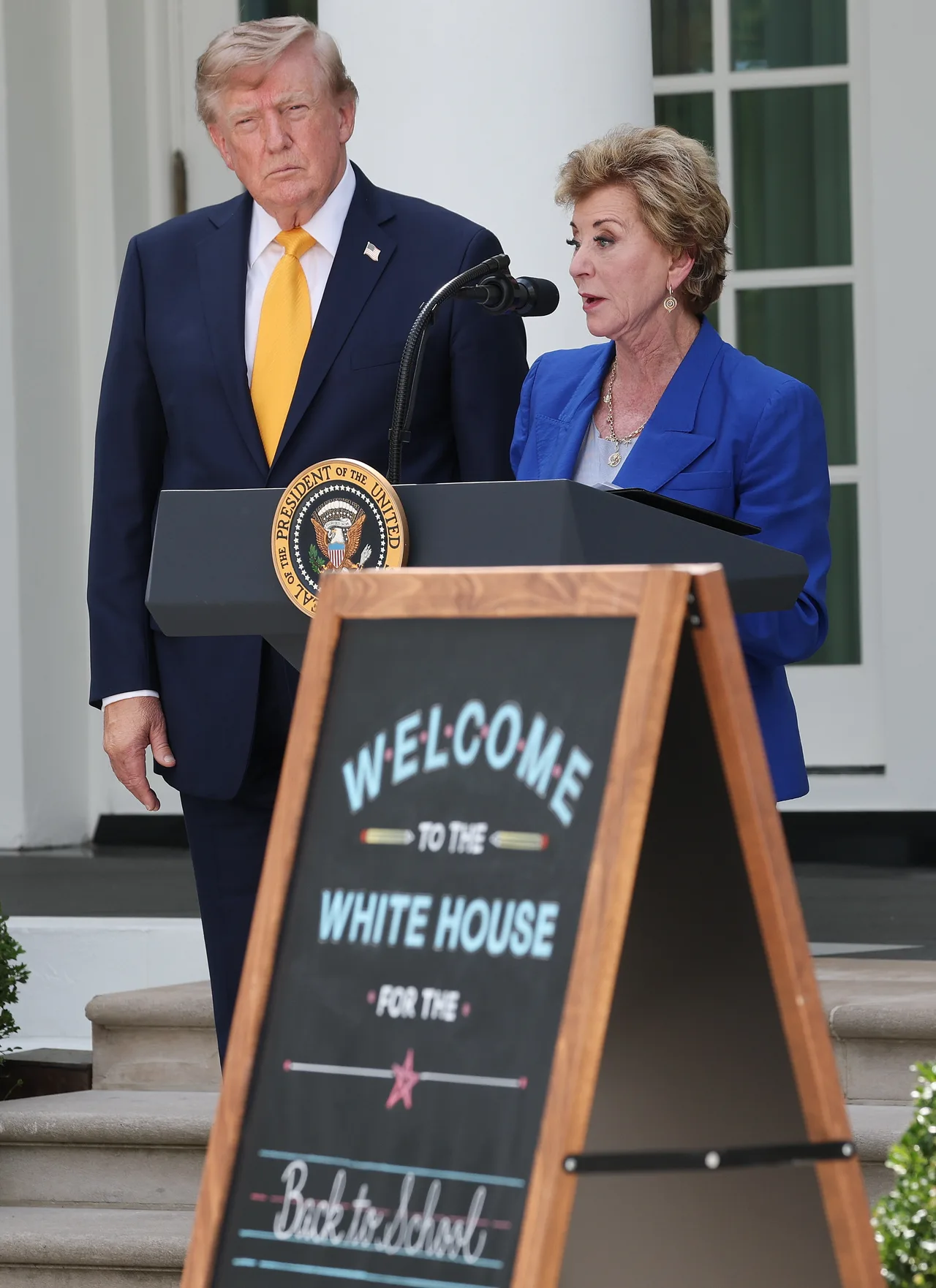 Trump hosts a back-to-school crowd in Rose Garden