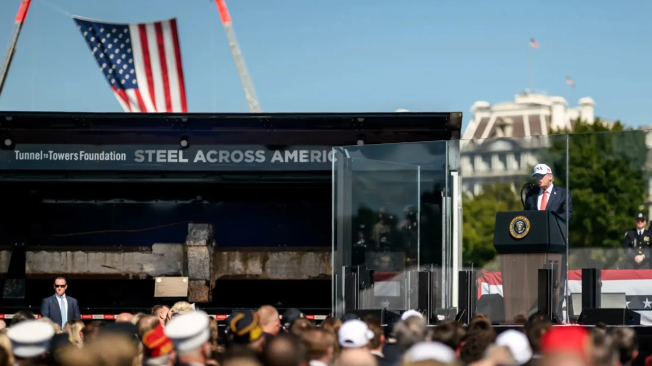 Trump jokes 9/11 hero has become ‘more famous than me’ as massive Twin Towers relic arrives at White House