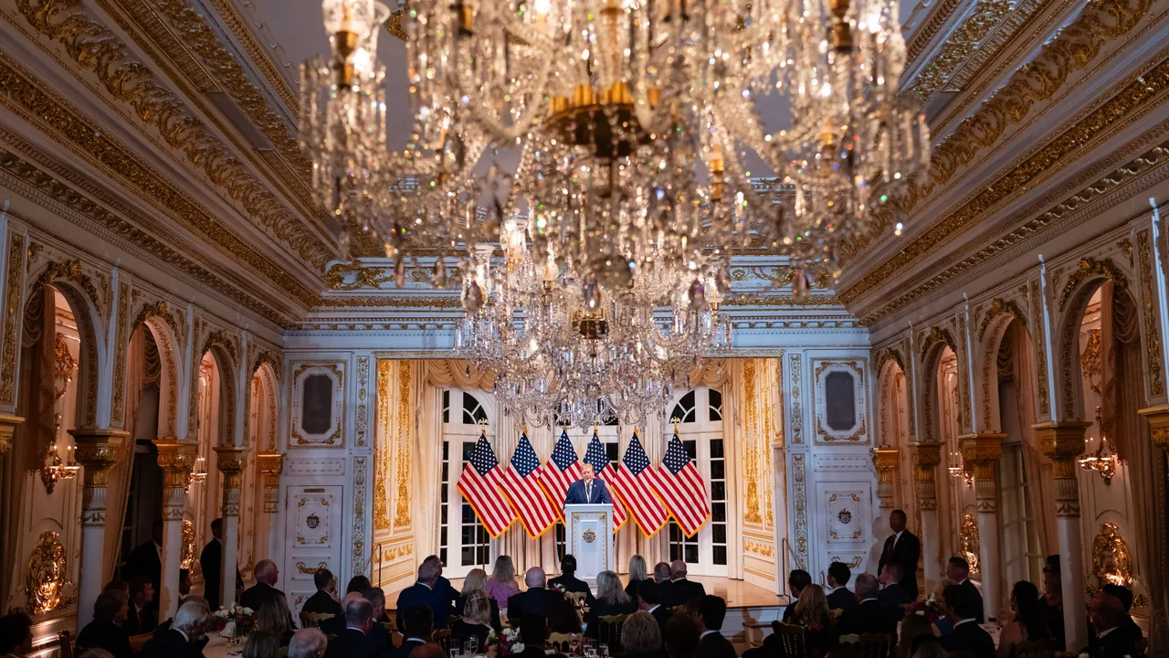 Trump hosts lavish Mar-a-Lago fundraiser ahead of midterms as photos offer rare glimpse inside glittering ballroom