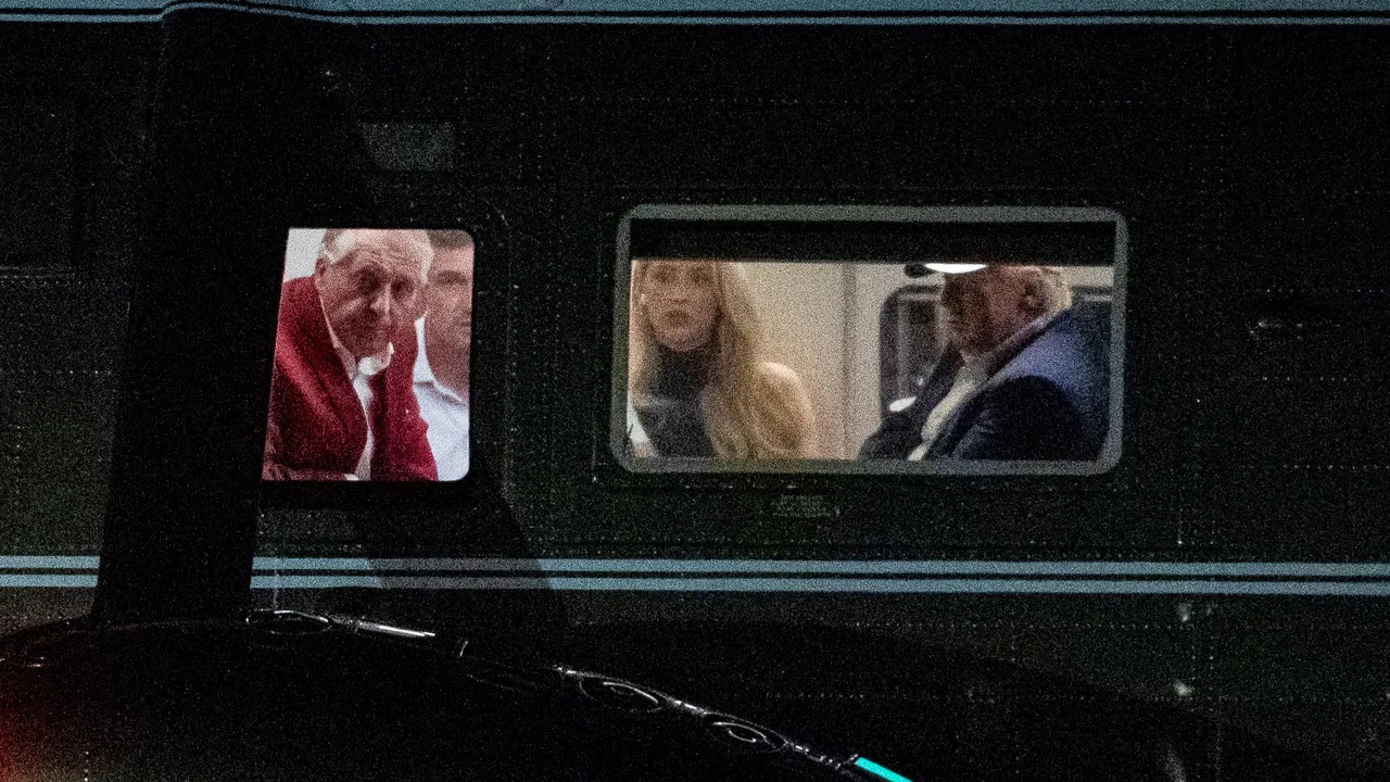 Trump returns from Camp David with golf buddy Bryson DeChambeau and mystery blonde aboard Marine One