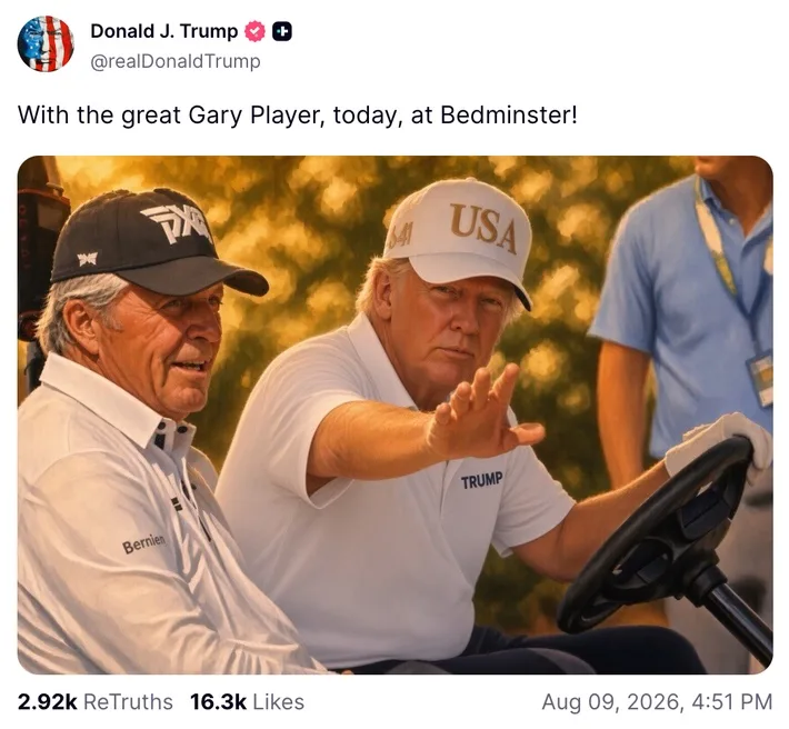 The Gary Player photo creates an AI flap