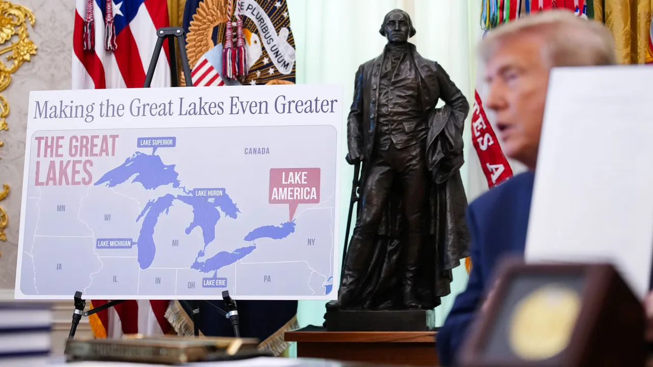 5 bizarre moments in Trump’s ‘Lake America’ battle as Canada puts up giant defiant sign along the border