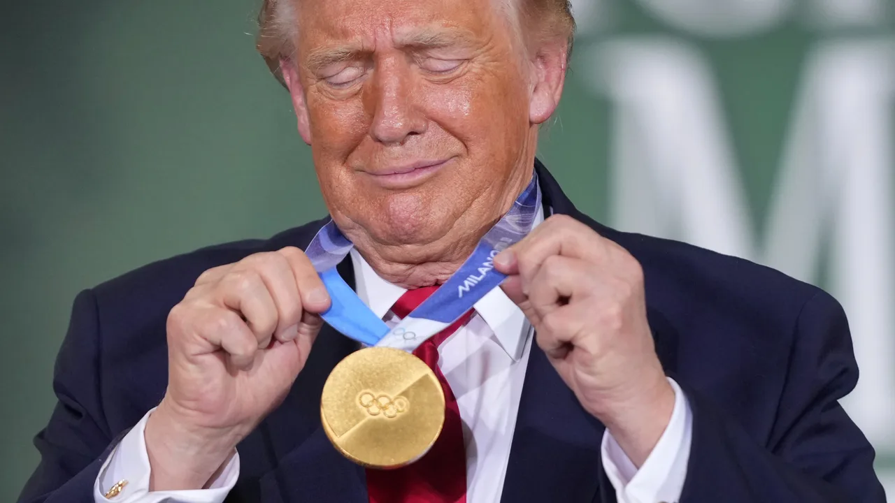 Trump tries on Olympic Gold, showcases White House pool plans as supporters rally behind him in Wisconsin