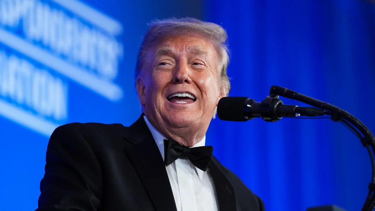 President Donald Trump speaks during the re-scheduled White House Correspondents Dinner in the Presidential Ballroom at the Waldorf Astoria on July 24, 2026 (Eric Lee/Getty Images)