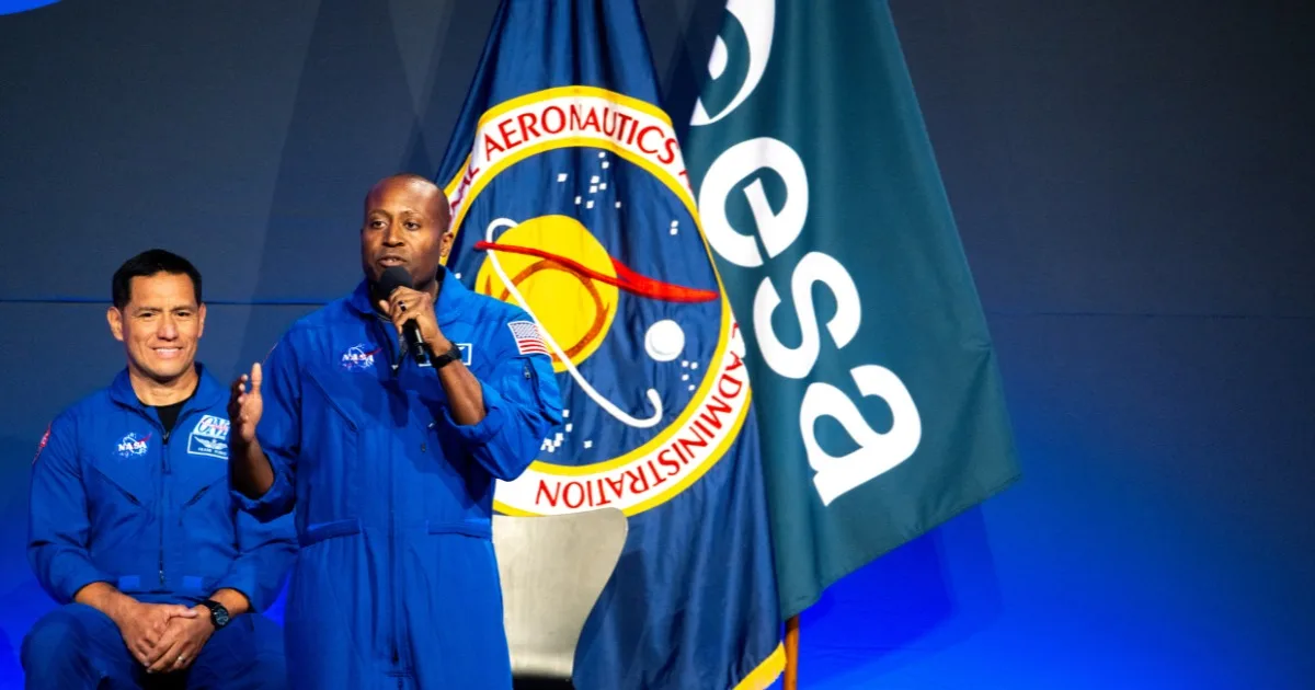 Andre Douglas and Frank Rubio address the audience at JSC
