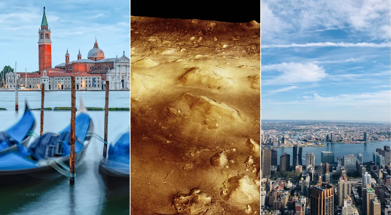 The comparison with Manhattan, Venice, and other cities on Earth