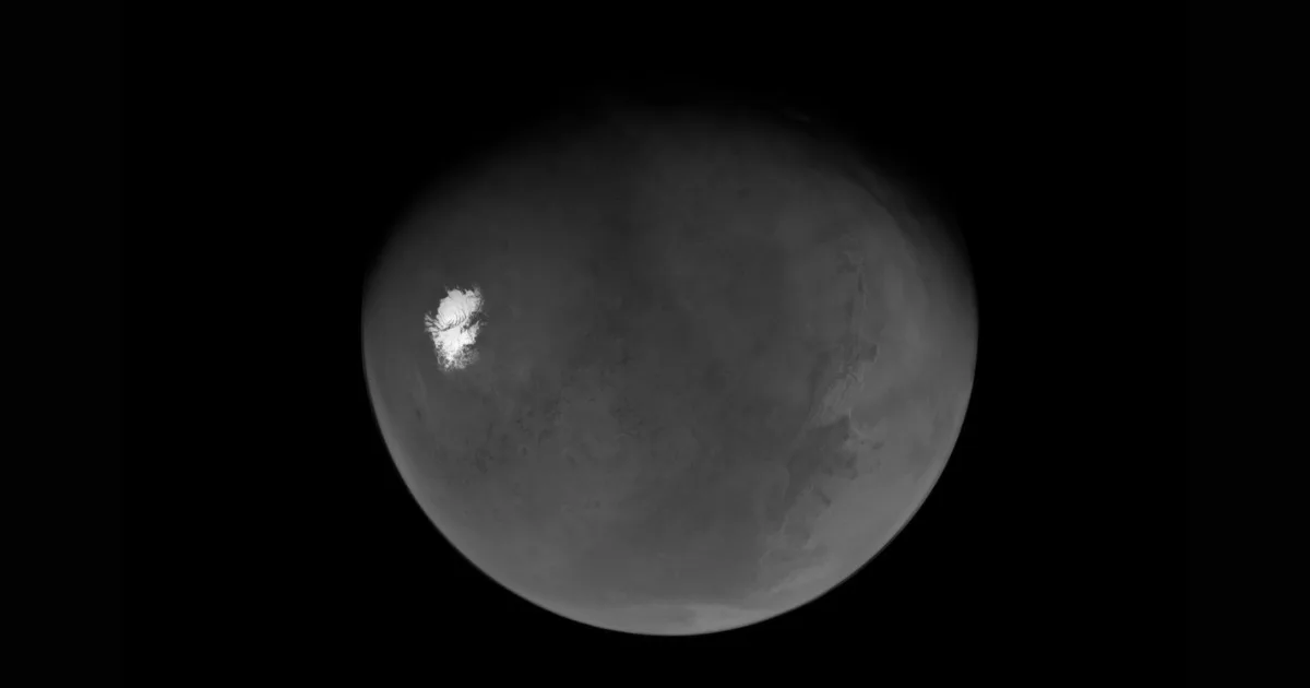 Near-full view of Mars as seen by the Psyche spacecraft