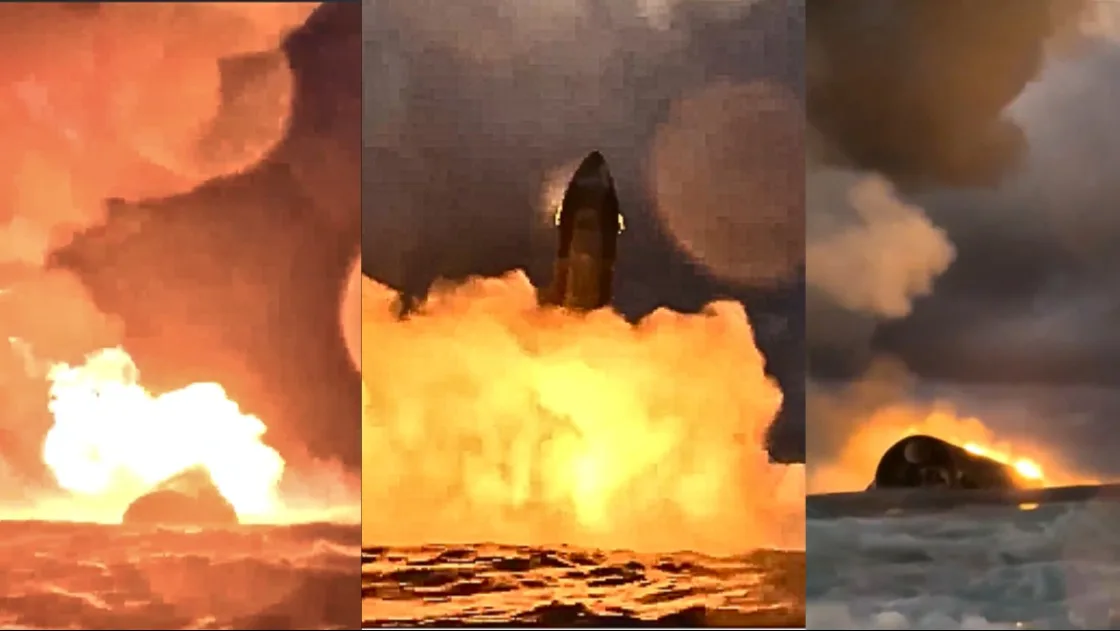 Ship 41 bursts into flames during splashdown