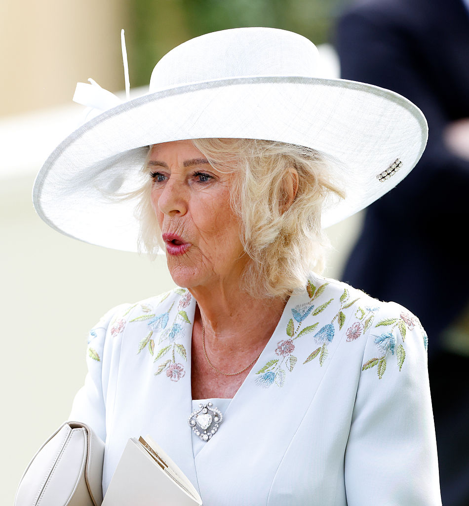 Queen Camilla attends day one of Royal Ascot 2026 at Ascot Racecourse on June 16, 2026 in Ascot, England.