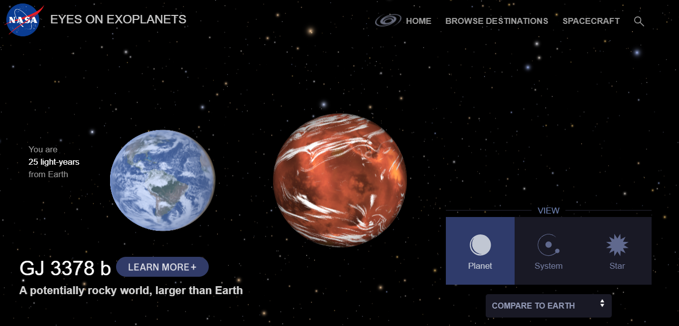 A screengrab from NASA's exoplanet catalog page showing the GJ 3378b planet that was discovered in 2026. (Image Source: NASA| EyesOn Exoplanet)