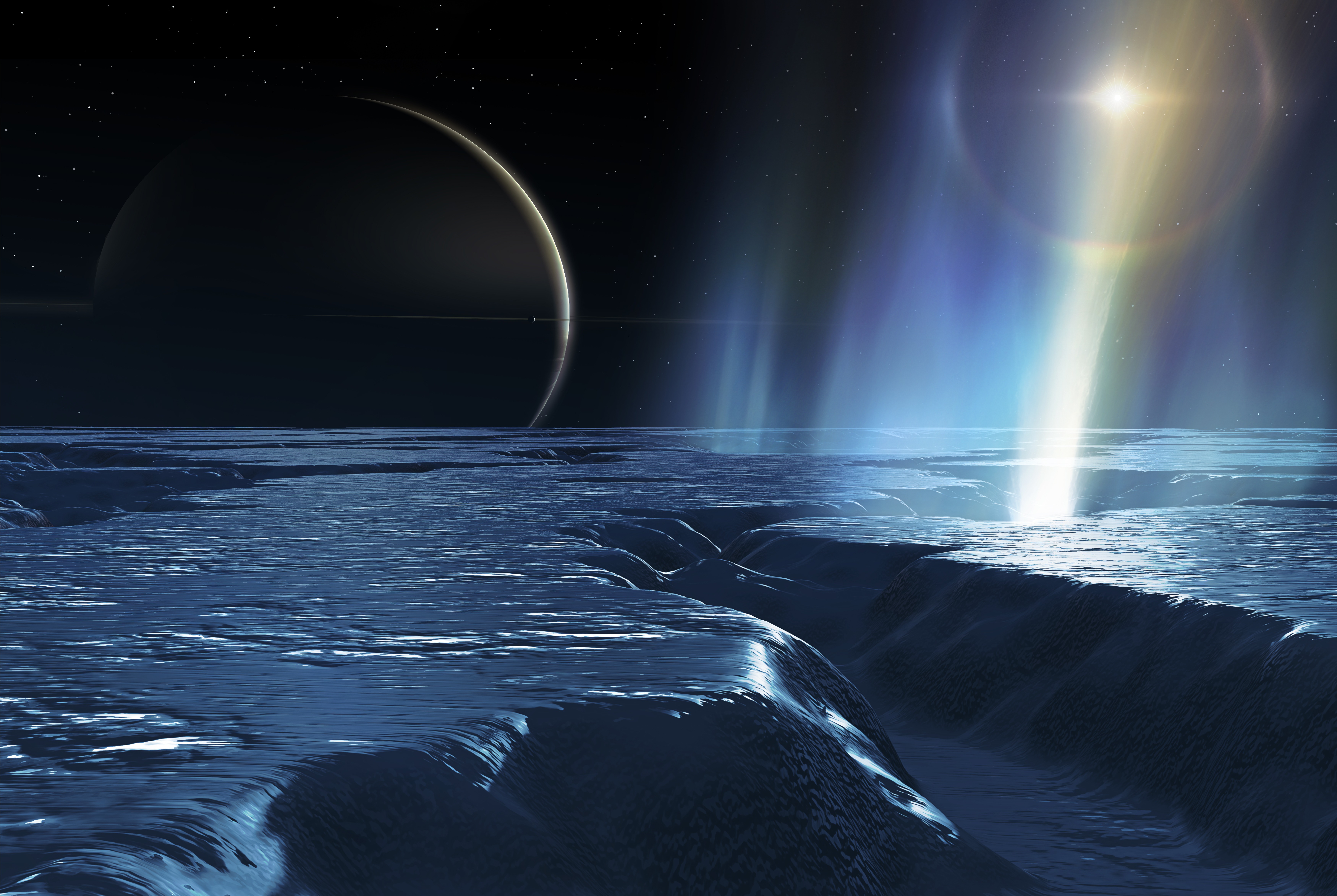Water plumes on Enceladus. (Image Credit: Getty Images/MARK GARLICK/SCIENCE PHOTO LIBRARY)