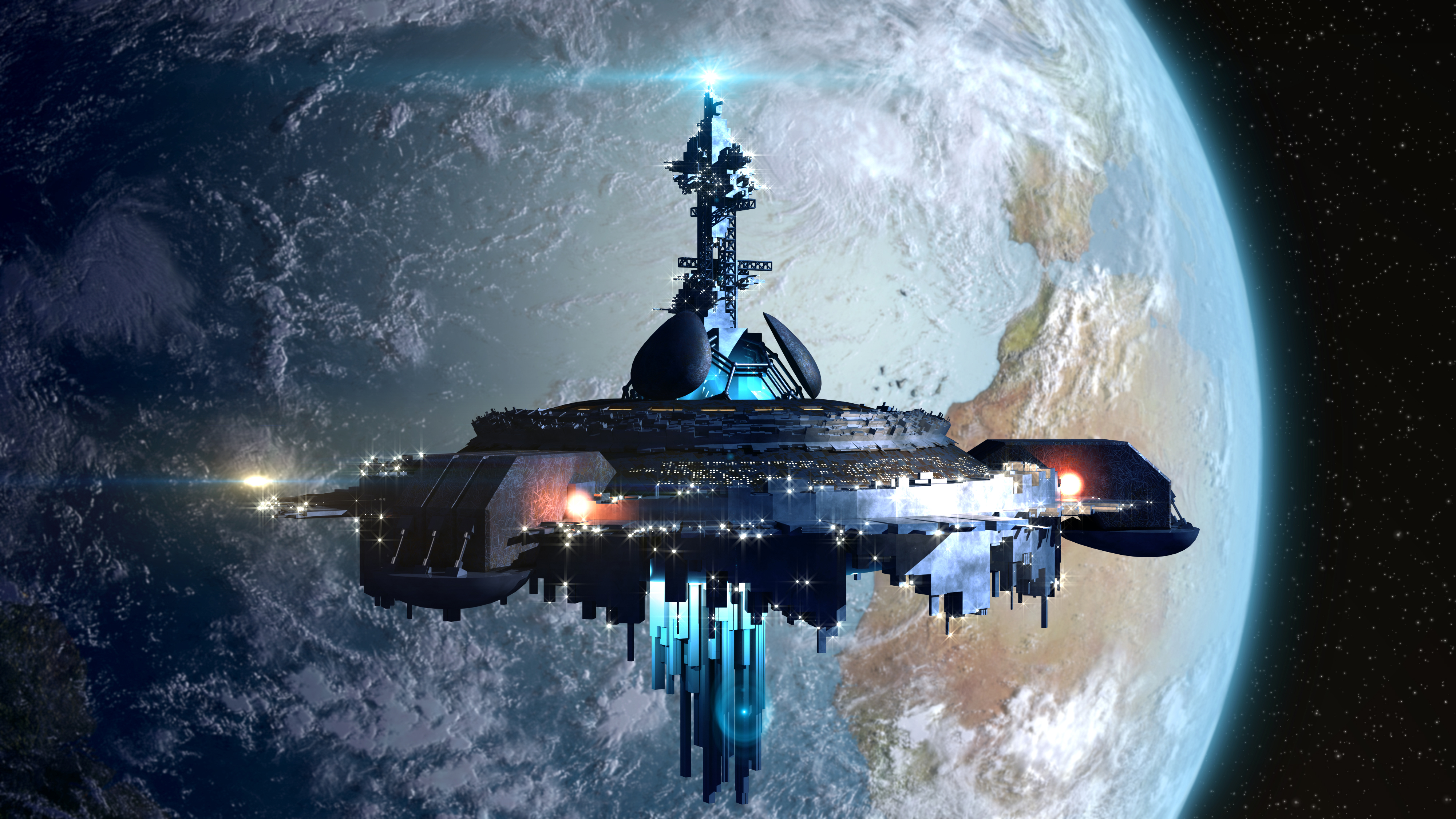 Alien mothership near Earth. (Image Source: 3000ad/Getty Images)