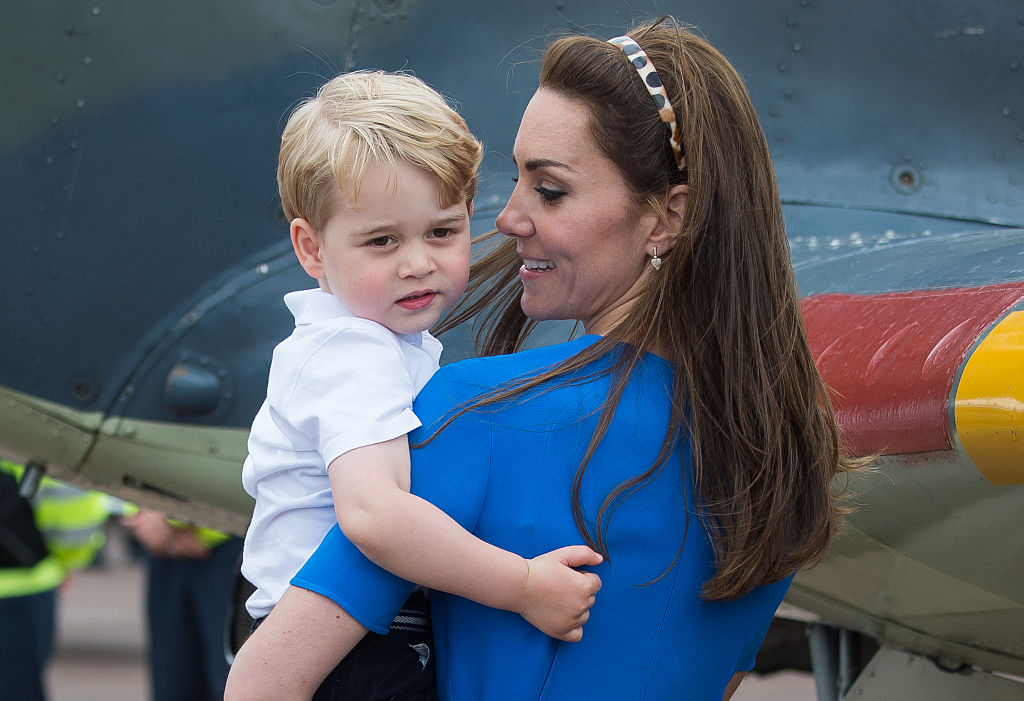 FAIRFORD, ENGLAND - JULY 08:  Catherine, Duchess of Cambridge and Prince George of Cambridge attend the The Royal International Air Tattoo at RAF Fairford on July 8, 2016 in Fairford, England.  (Photo by Samir Hussein/WireImage)