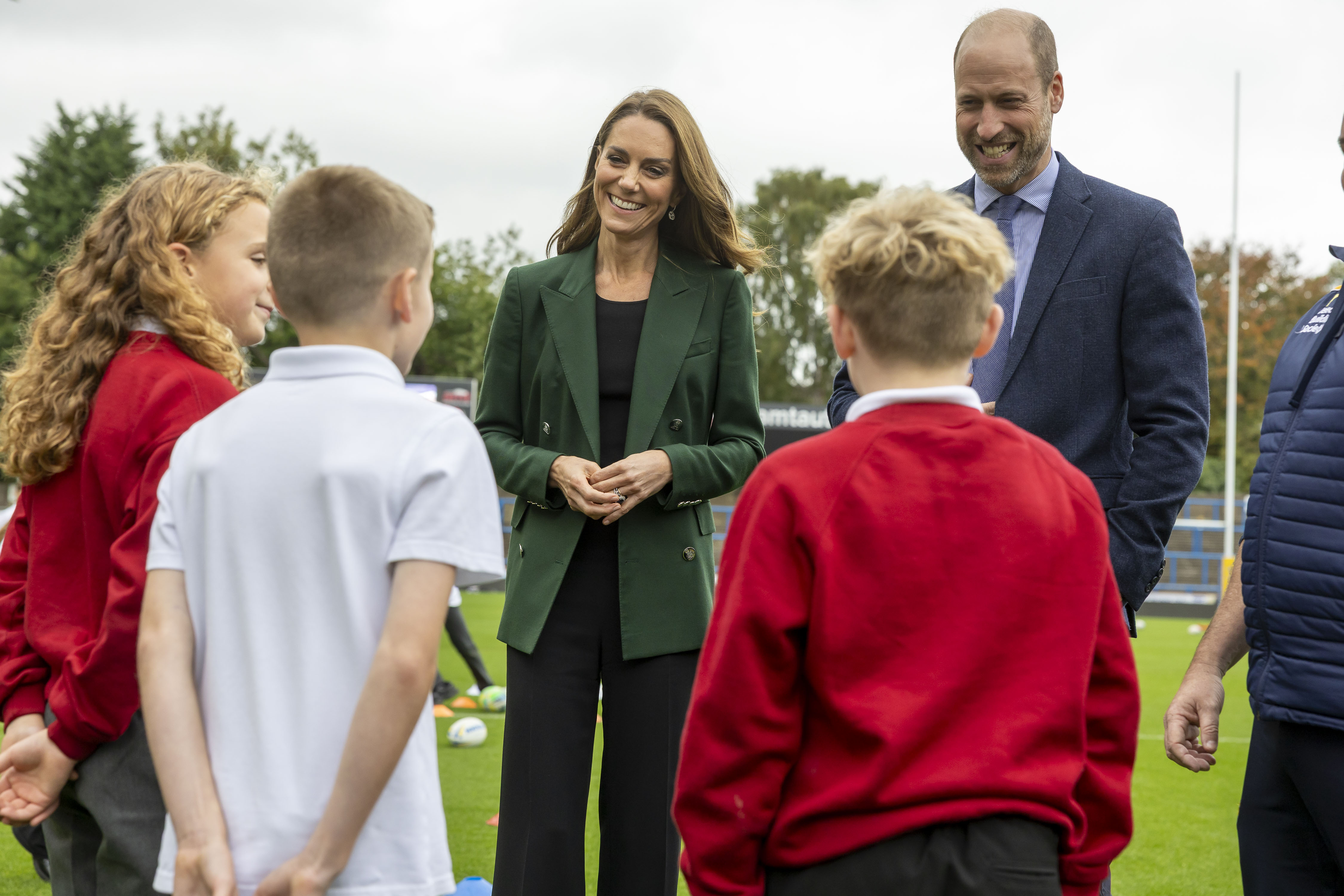 POOL Picture: James Glossop/ The Times & Sunday Times

The Prince and Princess of Wales are seen during a visit to AMT Headingley Stadium, the home of the Leeds Rhinos rugby team where they learned how the club and the Leeds Rhinos Foundation are changing lives through the power of sport. Their Royal Highnesses met with Jamie Jones Buchanan MBE (beard and yellow/ blue striped tie), CEO of the Leeds Rhinos and a lifelong friend of Rob Burrow CBE.

29/09/2026