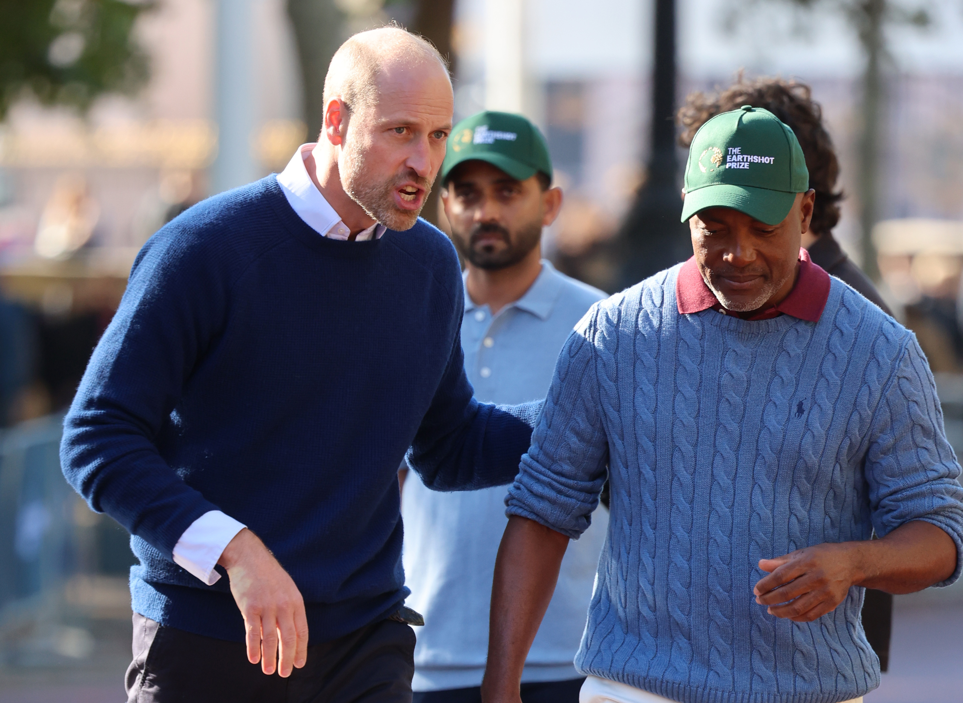 LONDON, ENGLAND - OCTOBER 13:  Prince William, Prince of Wales greets Cricketer Brian Lara during Earthshot's