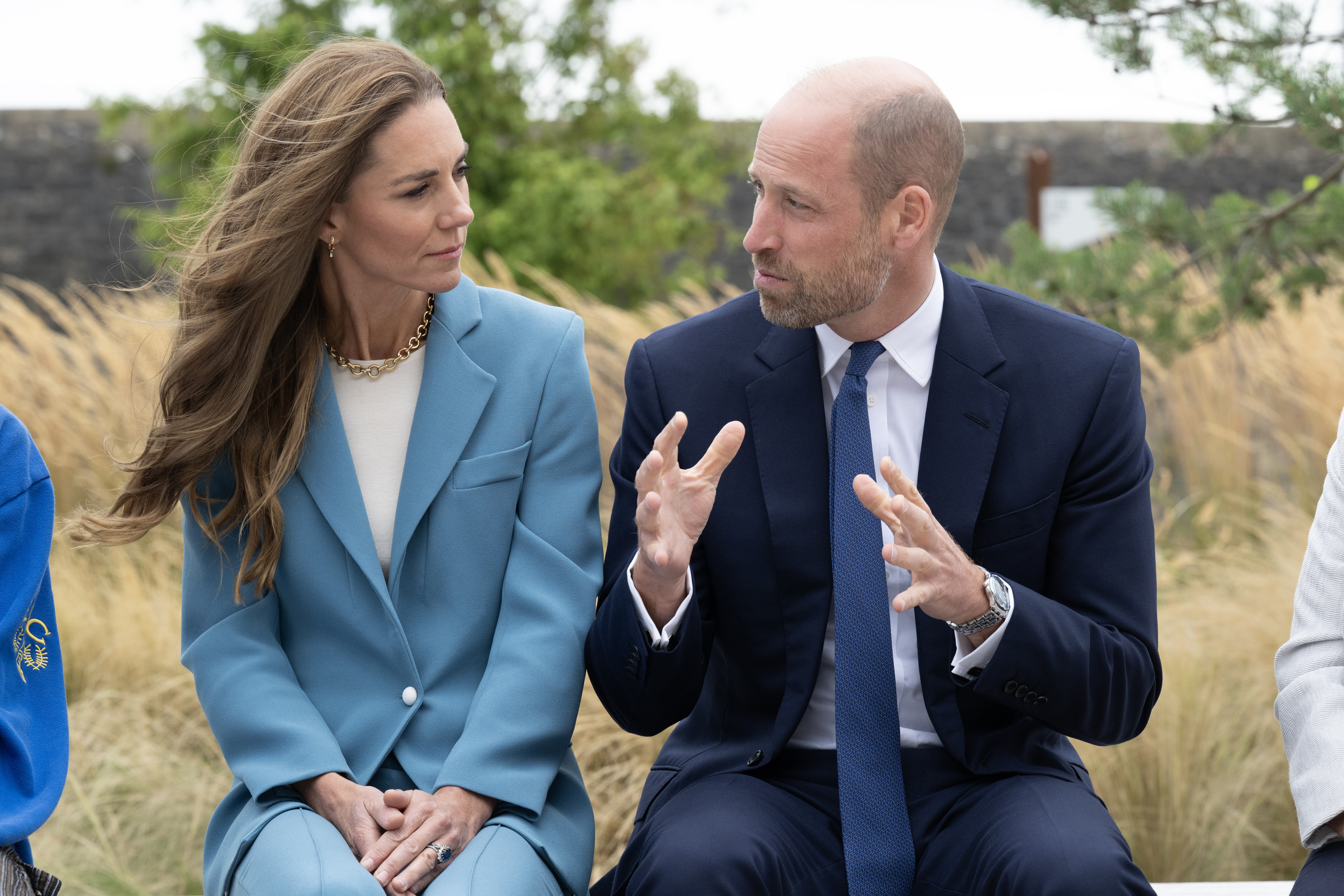 LIVERPOOL, ENGLAND - SEPTEMBER 10: Catherine, Princess of Wales and Prince William, Prince of Wales speak about the stigma surrounding mental health sat on the Gary Speed memorial bench with the late footballer’s mum, Carol, and Sam who has been supported by Everton in the Community during the launch of a Suicide Prevention Toolkit on World Suicide Prevention Day at Hill Dickinson Stadium on September 10, 2026 in Liverpool, England. The Prince of Wales and The Royal Foundation have launched