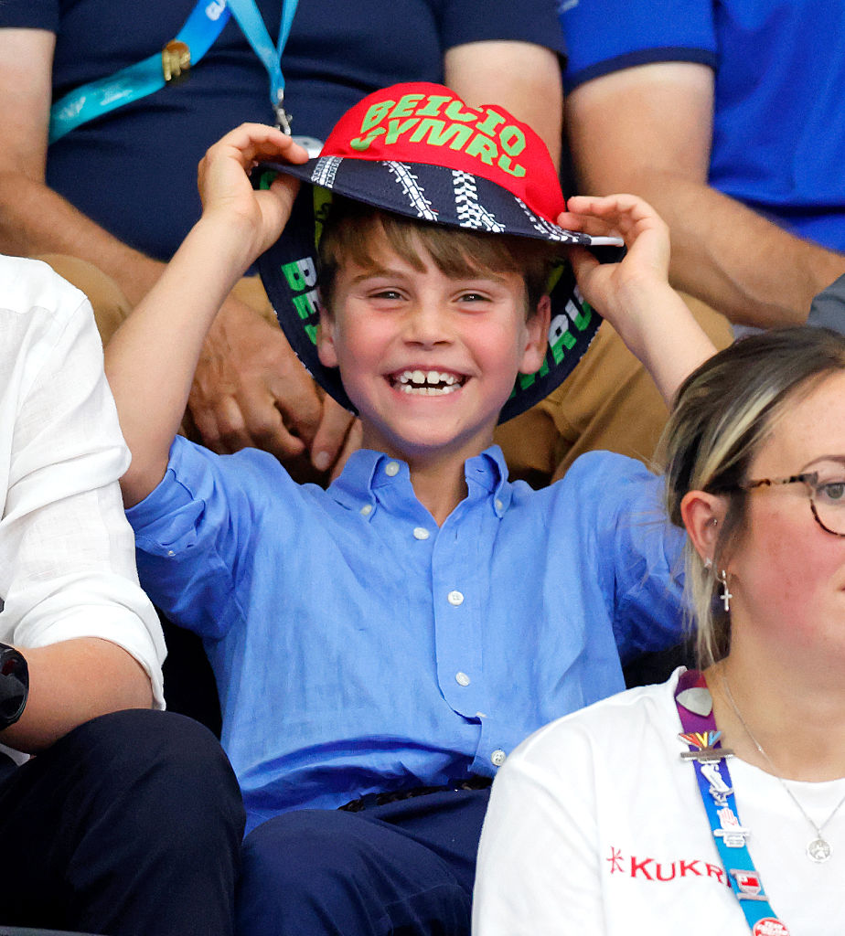 GLASGOW, SCOTLAND - AUGUST 01: (EMBARGOED FOR PUBLICATION IN UK NEWSPAPERS UNTIL 24 HOURS AFTER CREATE DATE AND TIME) Prince Louis of Wales wears a Beicio Cymru (Welsh Cycling) bucket hat as he watches the track cycling during the Glasgow 2026 Commonwealth Games at the Sir Chris Hoy Velodrome on August 1, 2026 in Glasgow, Scotland. (Photo by Max Mumby/Indigo/Getty Images)