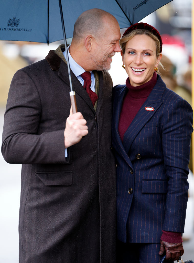 CHELTENHAM, UNITED KINGDOM - JANUARY 01: (EMBARGOED FOR PUBLICATION IN UK NEWSPAPERS UNTIL 24 HOURS AFTER CREATE DATE AND TIME) Mike Tindall and Zara Tindall attend the New Year's Day Racing Meet at Cheltenham Racecourse on January 1, 2025 in Cheltenham, England. (Photo by Max Mumby/Indigo/Getty Images)