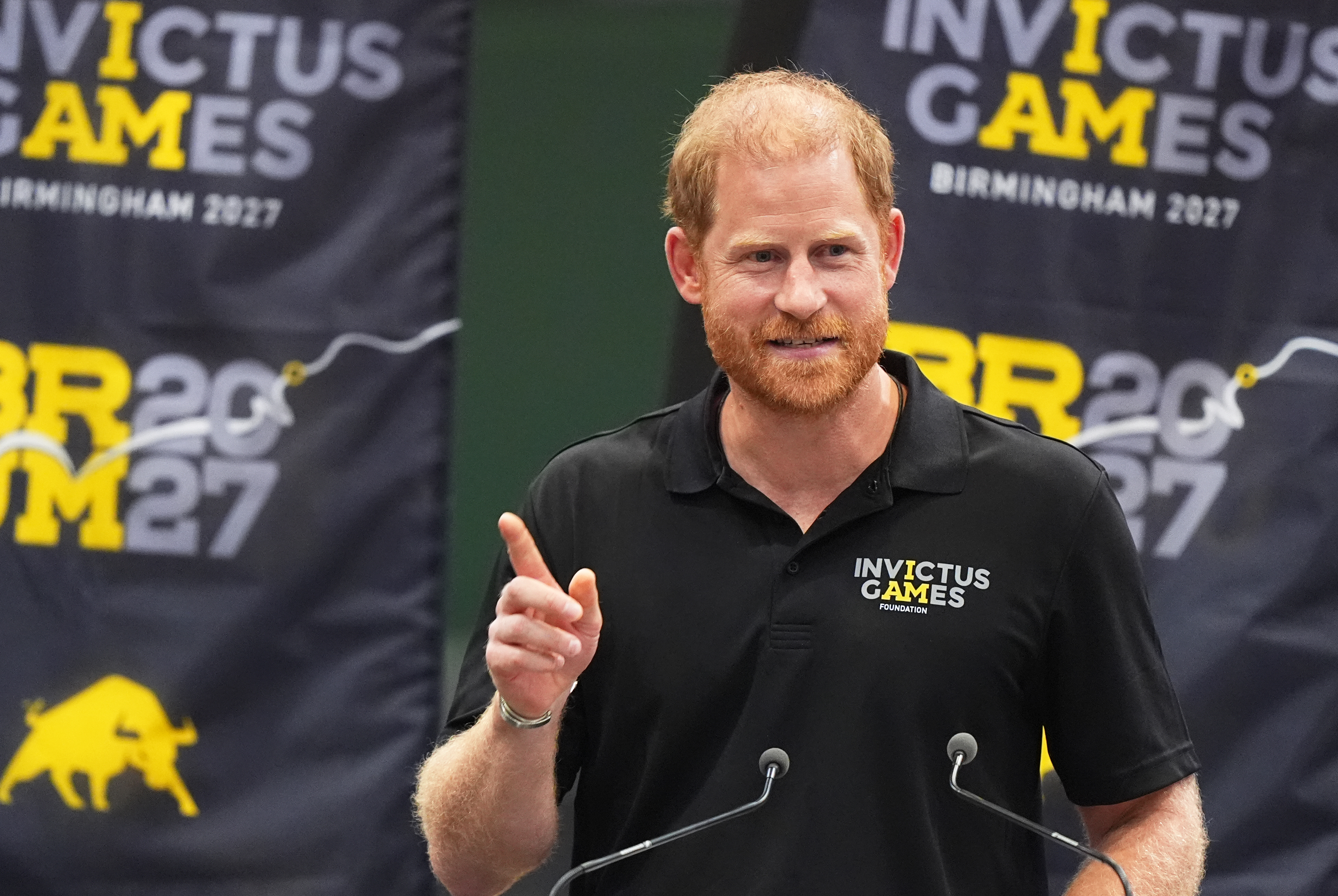 BIRMINGHAM, ENGLAND - JULY 10: Prince Harry, Duke of Sussex, speaks during a visit to Birmingham's National Exhibition Centre (NEC) the primary venue for the 2027 Invictus Games during the Invictus