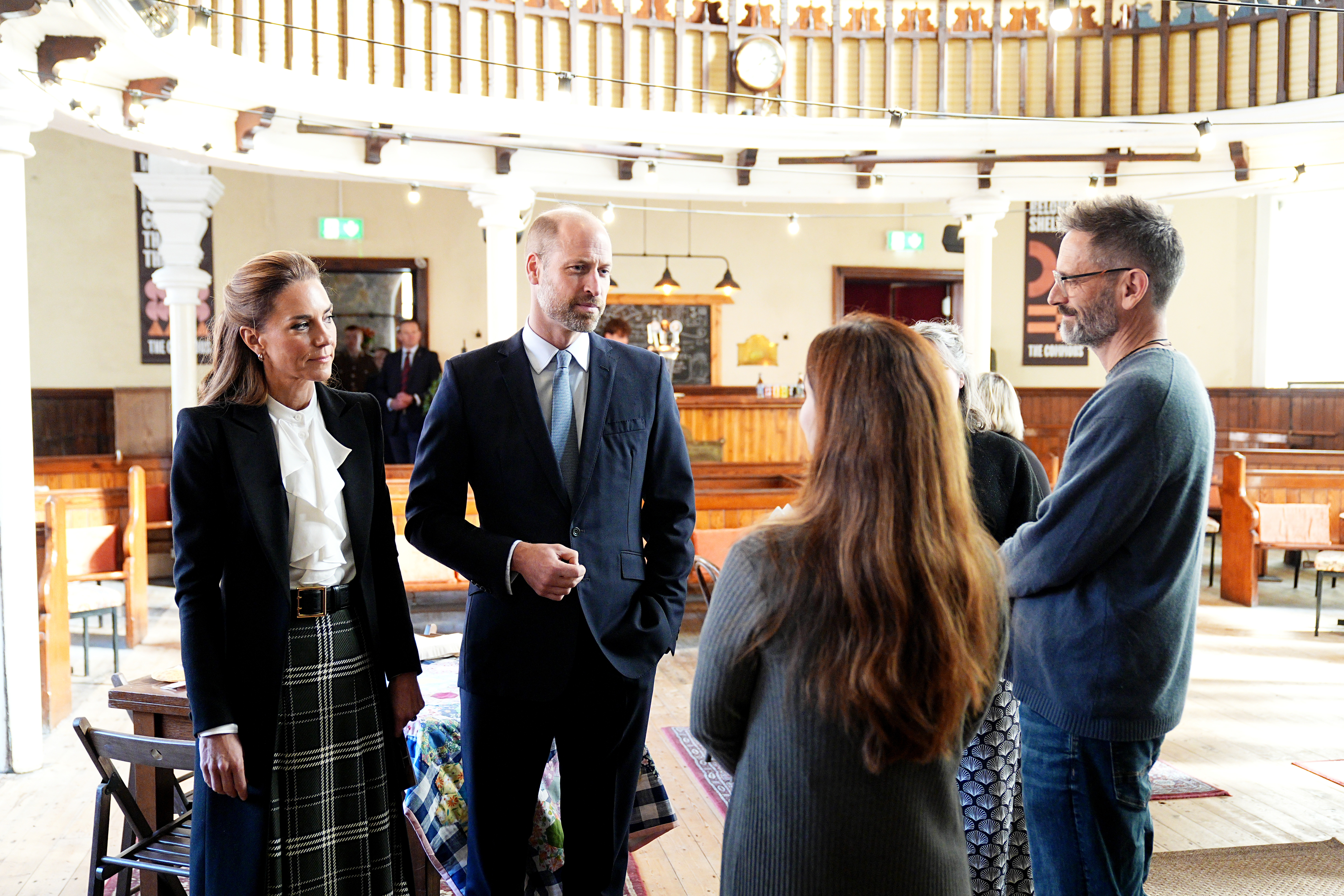 BELFAST, NORTHERN IRELAND - OCTOBER 09: Prince William, Prince of Wales and Catherine, Princess of Wales visit The Commons, which is a project that will transform a church at the heart of the diverse and vibrant Ormeau Road community into a self-sustaining community centre for all, during their visit to Northern Ireland on October 09, 2026 in Belfast, Northern Ireland.  (Photo by Aaron Chown-WPA Pool/Getty Images)