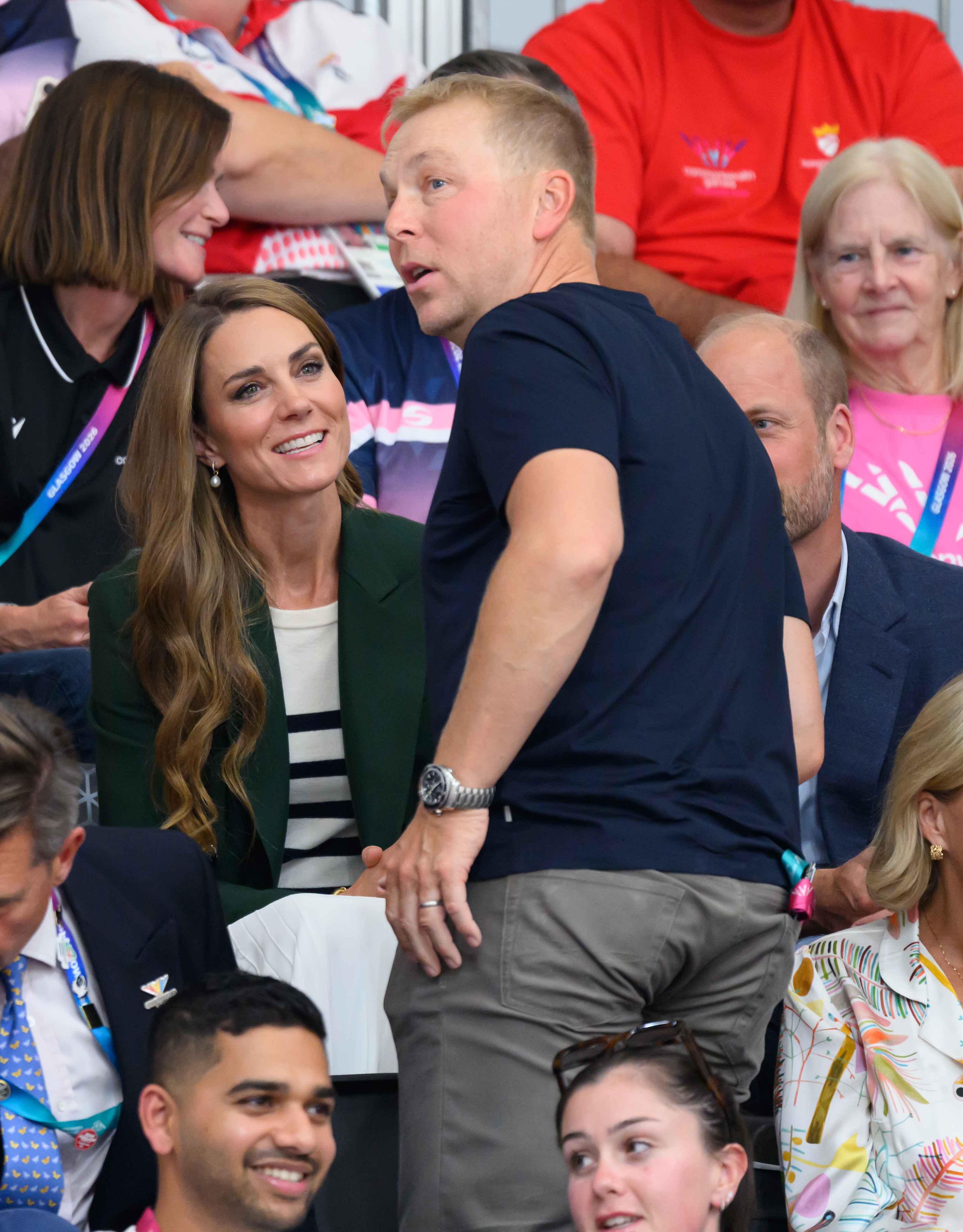 Kate Middleton and Sir Chris Hoy attend the track cycling during the 2026 Commonwealth Games at the Sir Chris Hoy Velodrome (Image Source: Getty Images I Karwai Tang/WireImage)