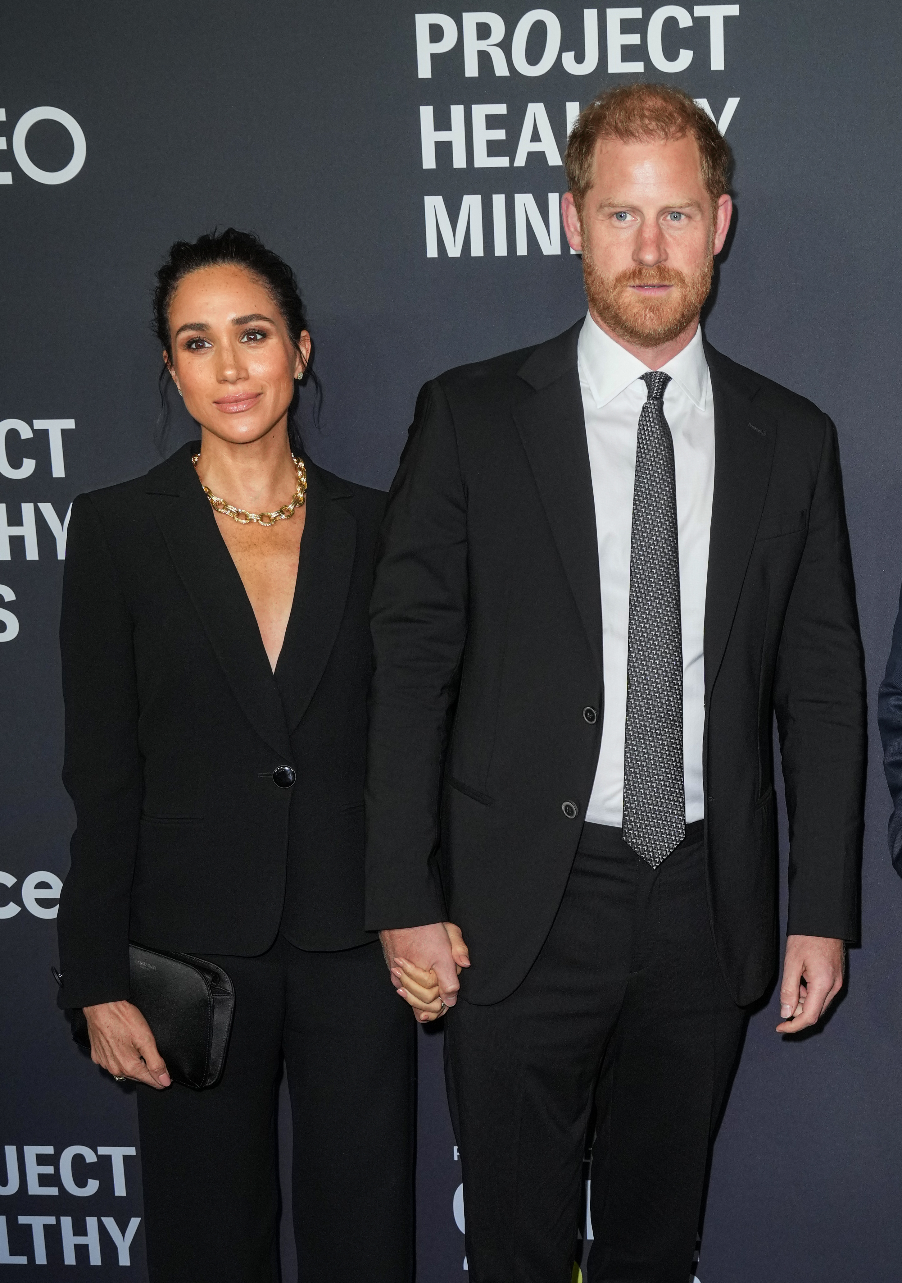NEW YORK, NEW YORK - OCTOBER 09: (L-R) Meghan, Duchess of Sussex and Prince Harry, Duke of Sussex, attend the Project Healthy Minds 3rd Annual Gala at Spring Studios on October 09, 2025 in New York City. (Photo by John Nacion/WireImage)