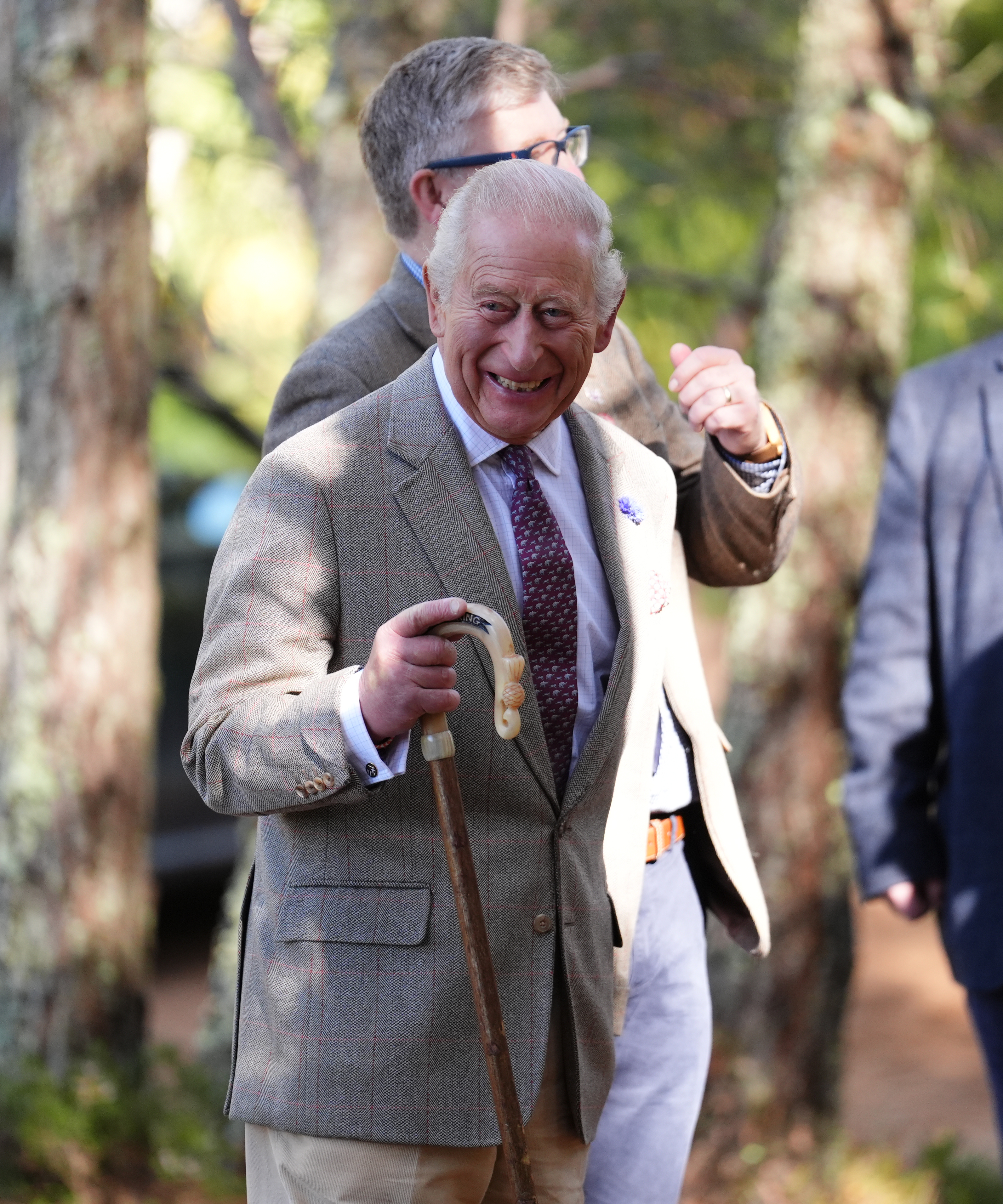 King Charles meets the community leaders, firefighters, volunteers and landowners who played a vital role in containing the Glenmore and Abernethy wildfire during a visit to the Cairngorms National Park in the Scottish Highlands (Photo by Andrew Milligan-Pool/Getty Images)