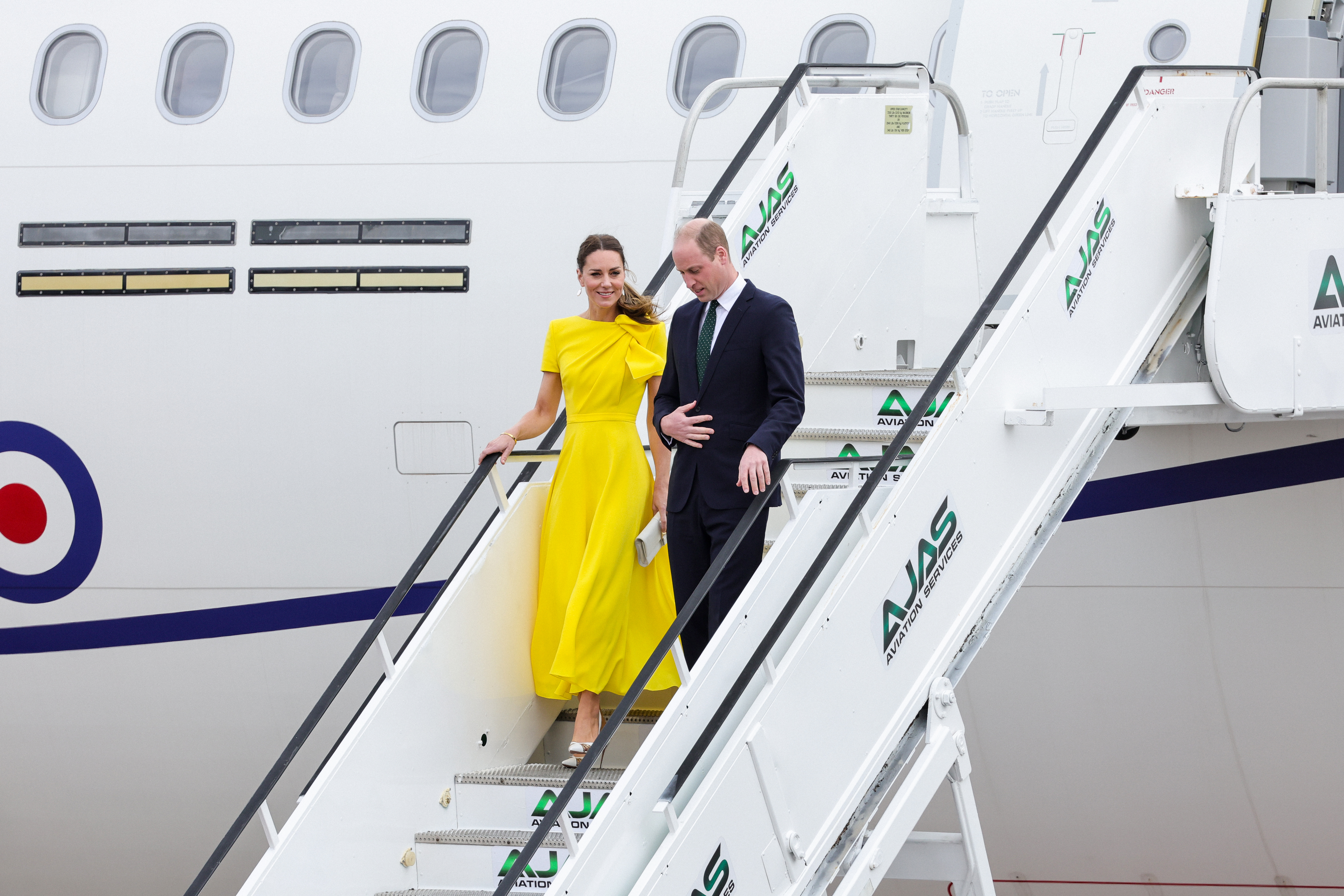 Kate Middleton and Prince William arrive at Norman Manley International Airport in Kingston, Jamaica in 2022 (Image Source: Getty Images I Chris Jackson)