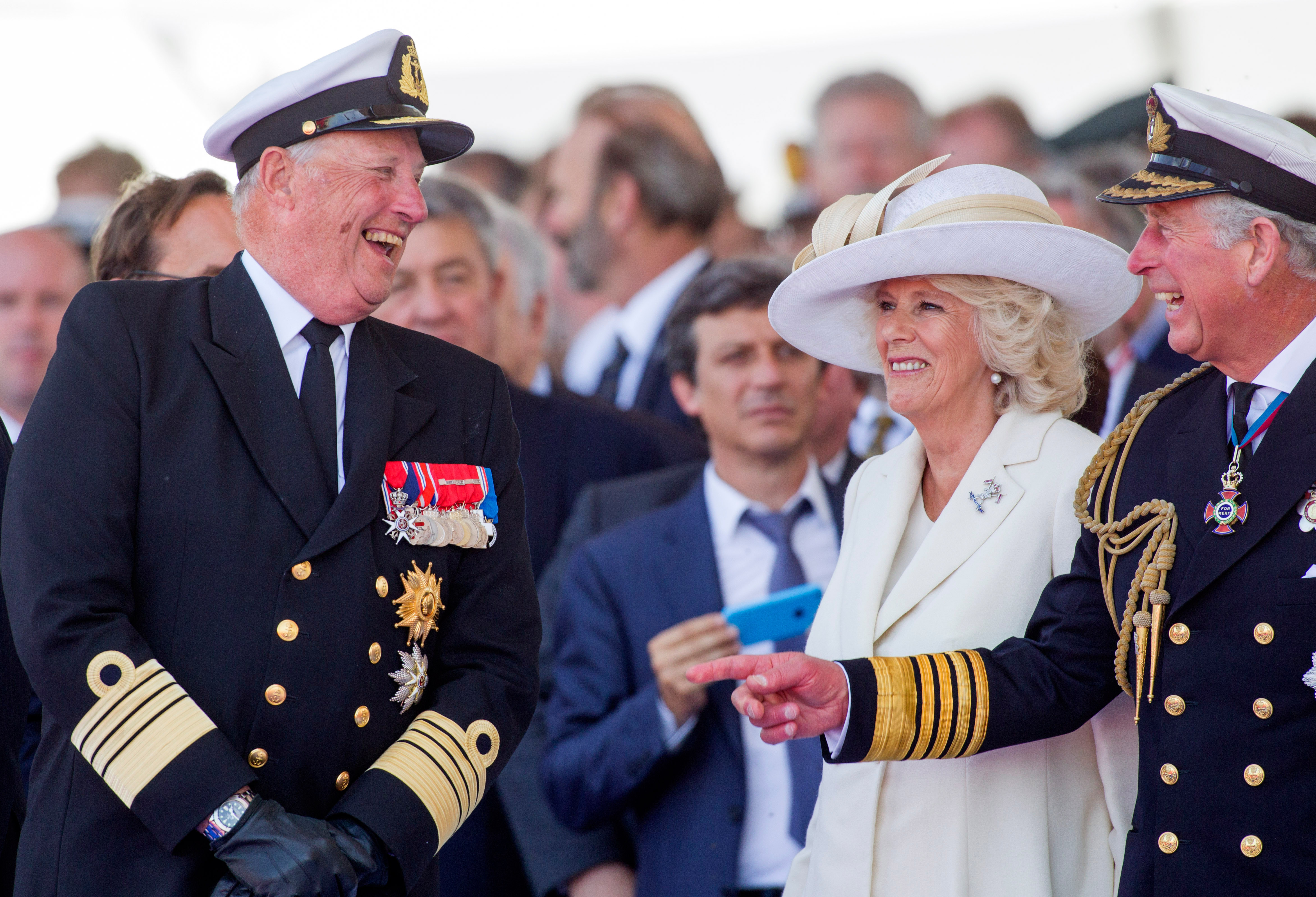 NORMANDY-FRANCE- 06-JUNE-2014: World leaders gather at Sword Beach in Ouistreham, France for the International Ceremony to mark the 70th Anniversary of the D-Day Landings in 1944. President Hollande of France hosts the event attended by HM Queen Elizabeth and President Obama of the USA, President Putin of Russia and many other leaders of countries involved in the Allied liberation of France.
King Harald of Norway with the Prince of Wales and the Duchess of Cornwall
Photograph by Ian JonesNORMANDY-FRANCE- 06-JUNE-2014: World leaders gather at Sword Beach in Ouistreham, France for the International Ceremony to mark the 70th Anniversary of the D-Day Landings in 1944. President Hollande of France hosts the event attended by HM Queen Elizabeth and President Obama of the USA, President Putin of Russia and many other leaders of countries involved in the Allied liberation of France.
Photograph by Ian Jones
NO UK SALES/NON UK. No UK Sales or distribution- No UK digital or print usage for 28 days.