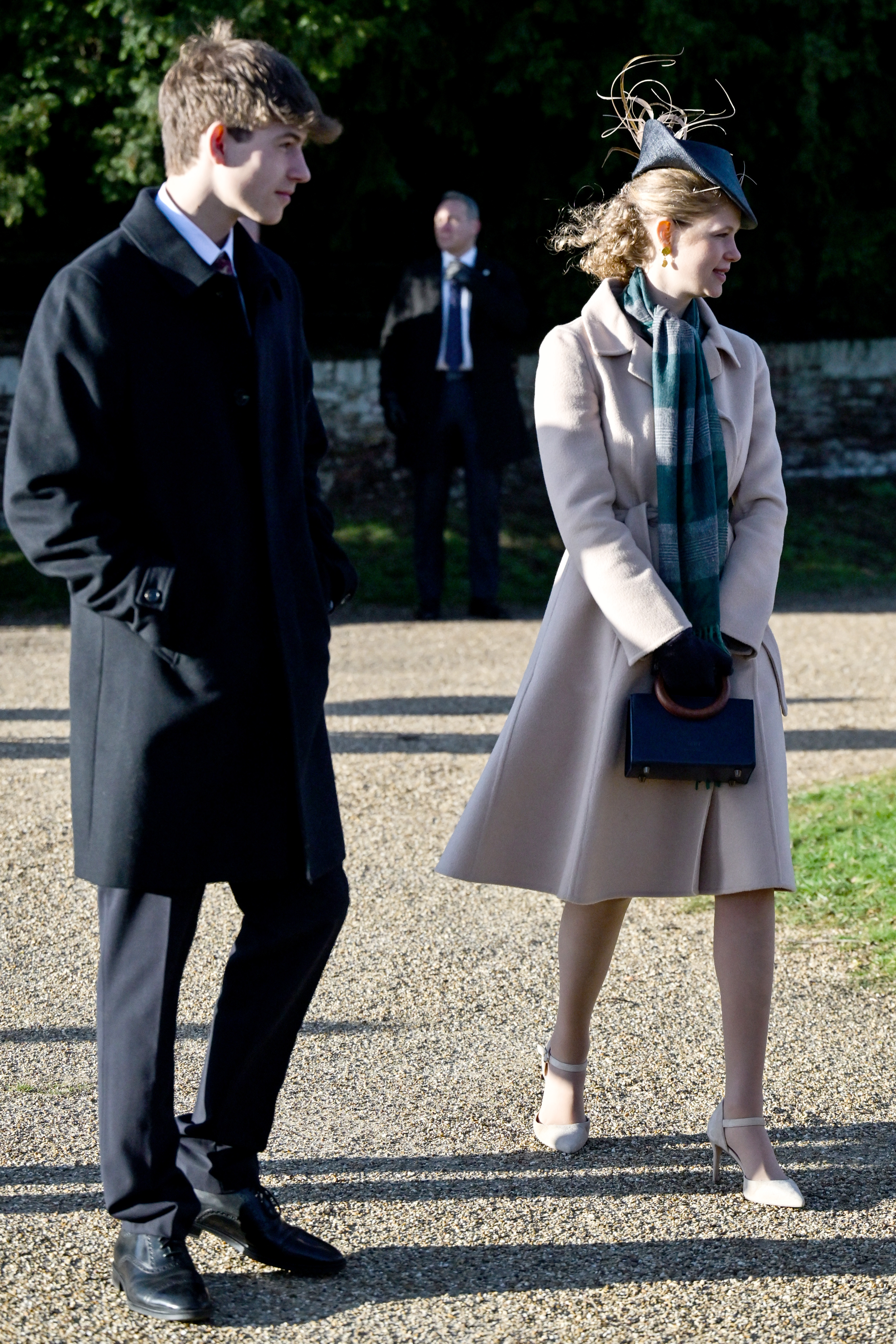 SANDRINGHAM, NORFOLK - DECEMBER 25: James Mountbatten-Windsor, Earl of Wessex and Lady Louise Windsor attend the Christmas Morning Service at Sandringham Church on December 25, 2025 in Sandringham, Norfolk. (Photo by Jordan Peck/Getty Images)