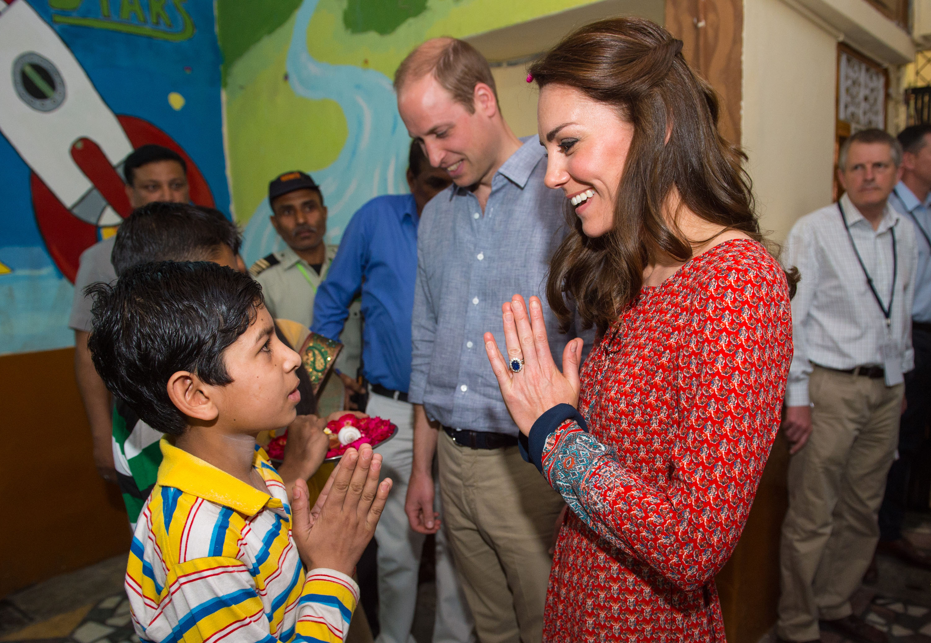The Duchess of Cambridge during a visit to a children's centre run by the charity Salaam Baalak, which provides emergency help and long term support to homeless children at New Delhi railway station, on day three of the Royal visit to India and Bhutan. PRESS ASSOCIATION Photo. Picture date: Tuesday April 12, 2016. See PA story ROYAL India. Photo credit should read: Dominic Lipinski/PA Wire