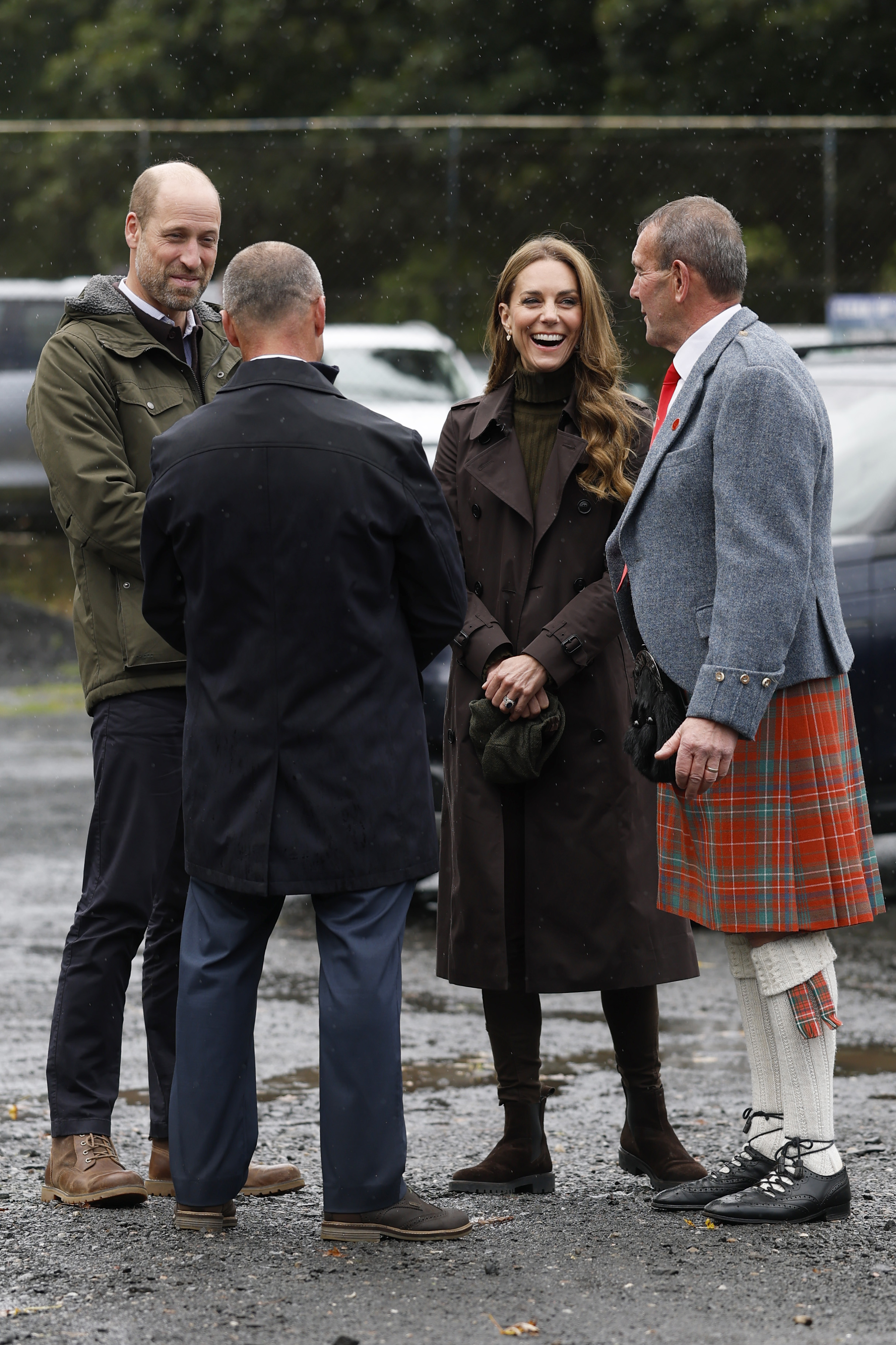 ROTHESAY, ISLE OF BUTE, SCOTLAND - SEPTEMBER 17: Prince William, Prince of Wales, and Catherine, Princess of Wales, arrive for a visit to Bute Shinty Club in Rothesay, during a royal visit to the Isle of Bute on September 17, 2026 in Rothesay, Isle of Bute, Scotland. The Prince and Princess of Wales, who also hold the titles of The Duke and Duchess of Rothesay, visited the island to celebrate community, connection and volunteering. (Photo by Jeff J Mitchell/Getty Images)